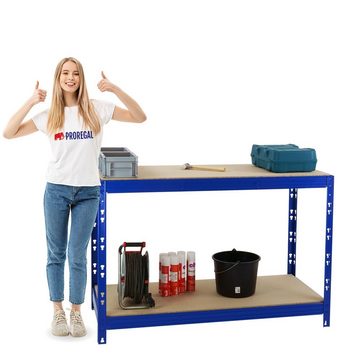 PROREGAL® Werkbank Mega Deal, 2x Werkbank Tiger 300 kg Fachast HxBxT 90x140x60 cm Blau