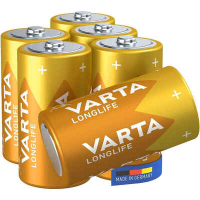 VARTA LONGLIFE Batterie, (1.5 V, 6 St), Baby / C / LR14, 1,5 V, Alkali