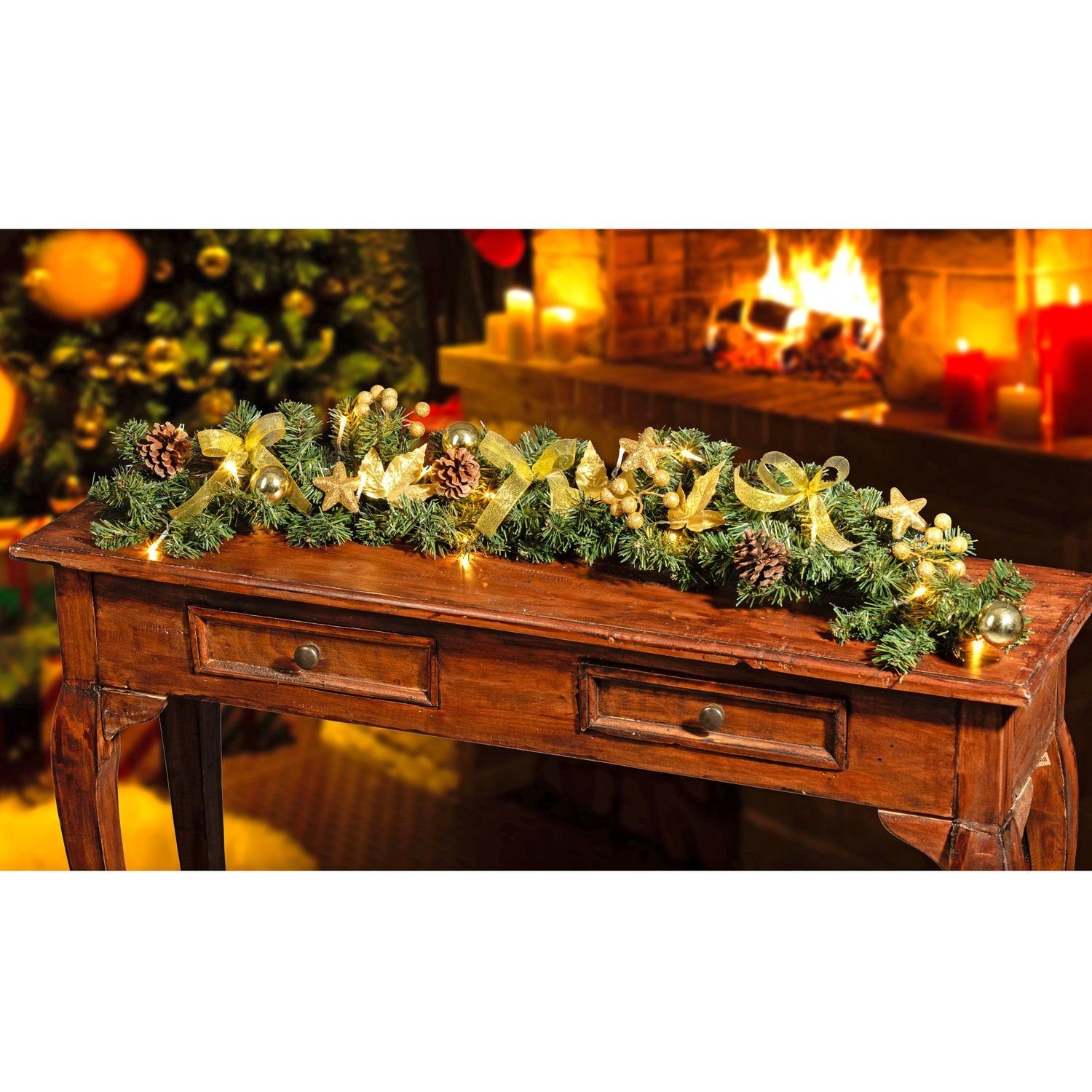 3PAGEN Lichterkette LED Tannengirlande beschmückt Weihnachtsgirlande günstig online kaufen