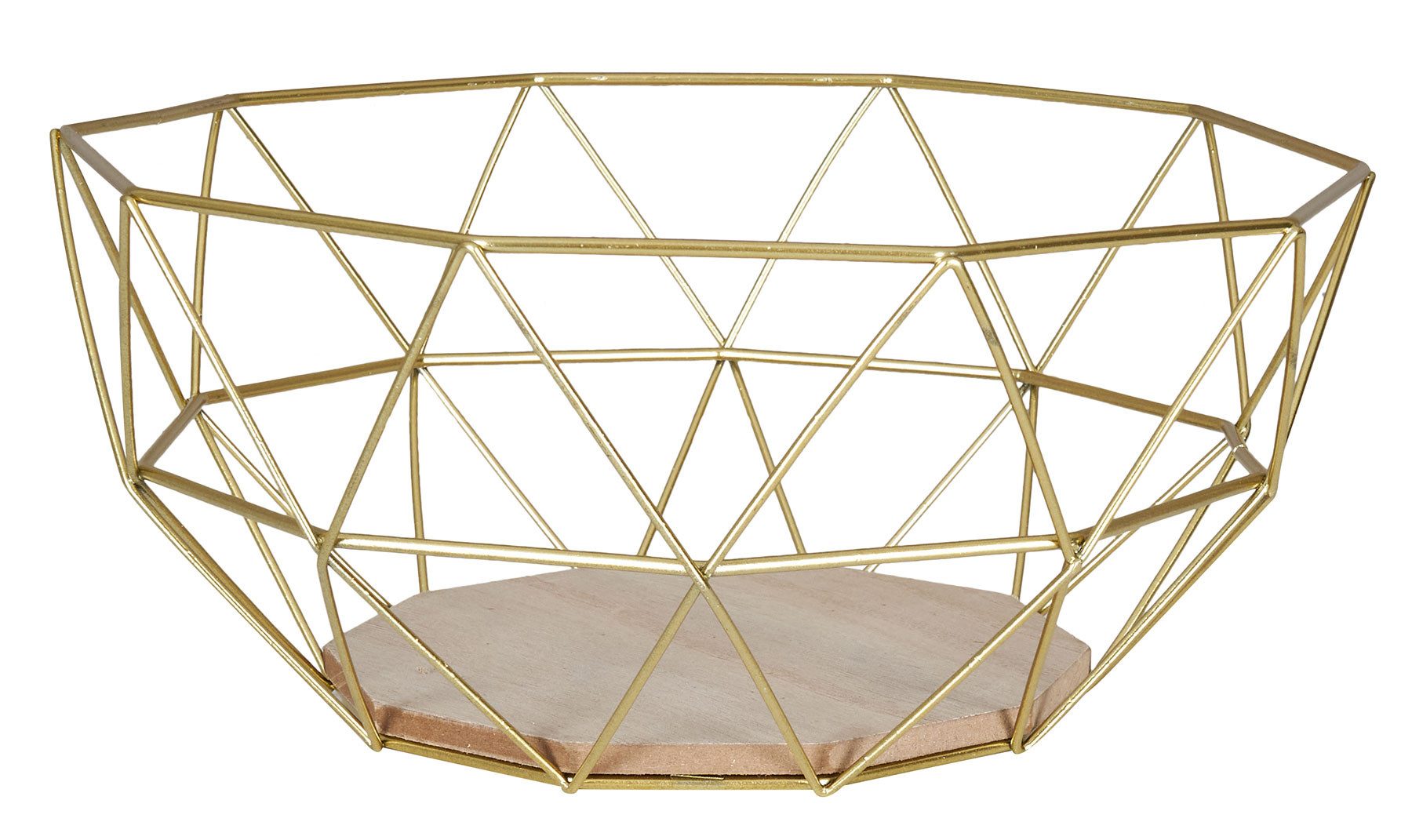 Levandeo® Dekoschale, Korb Metall Gold 26x12cm Modern Holz Schüssel Schale Deko Industrial
