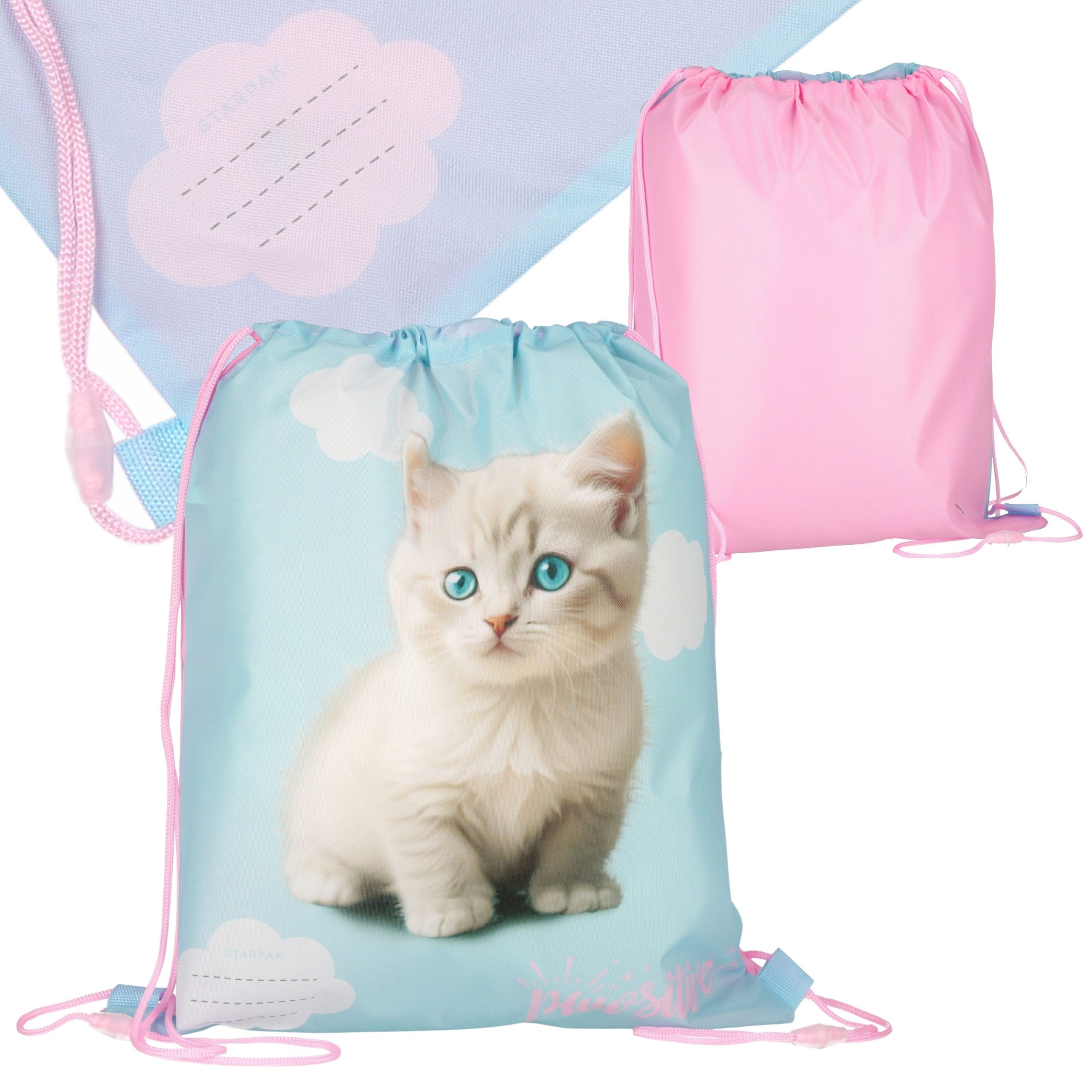 Sarcia.eu Turnbeutel Kätzchen Turnbeutel 32x38 cm für Mädchen, Sport, Schule, niedlich