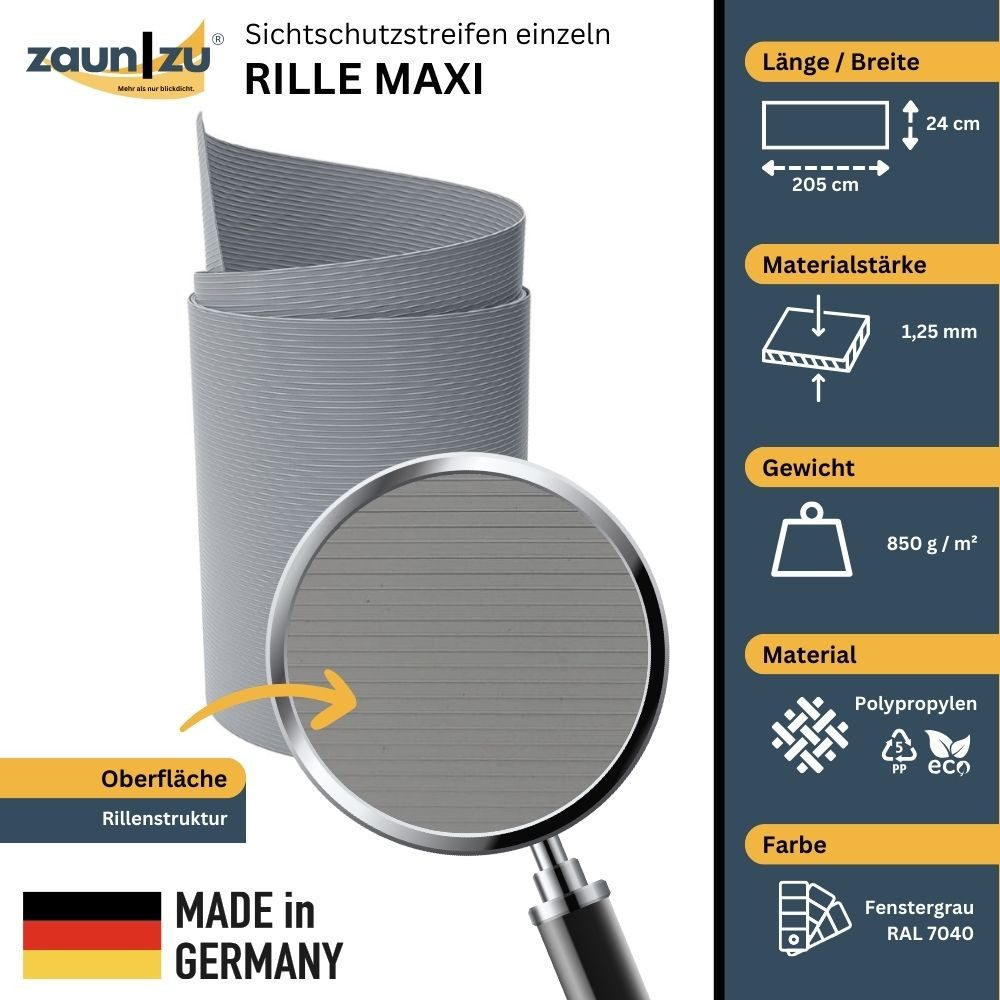 zaunzu Sichtschutzstreifen Rille Maxi Einzelstreifen Sichtschutz günstig online kaufen