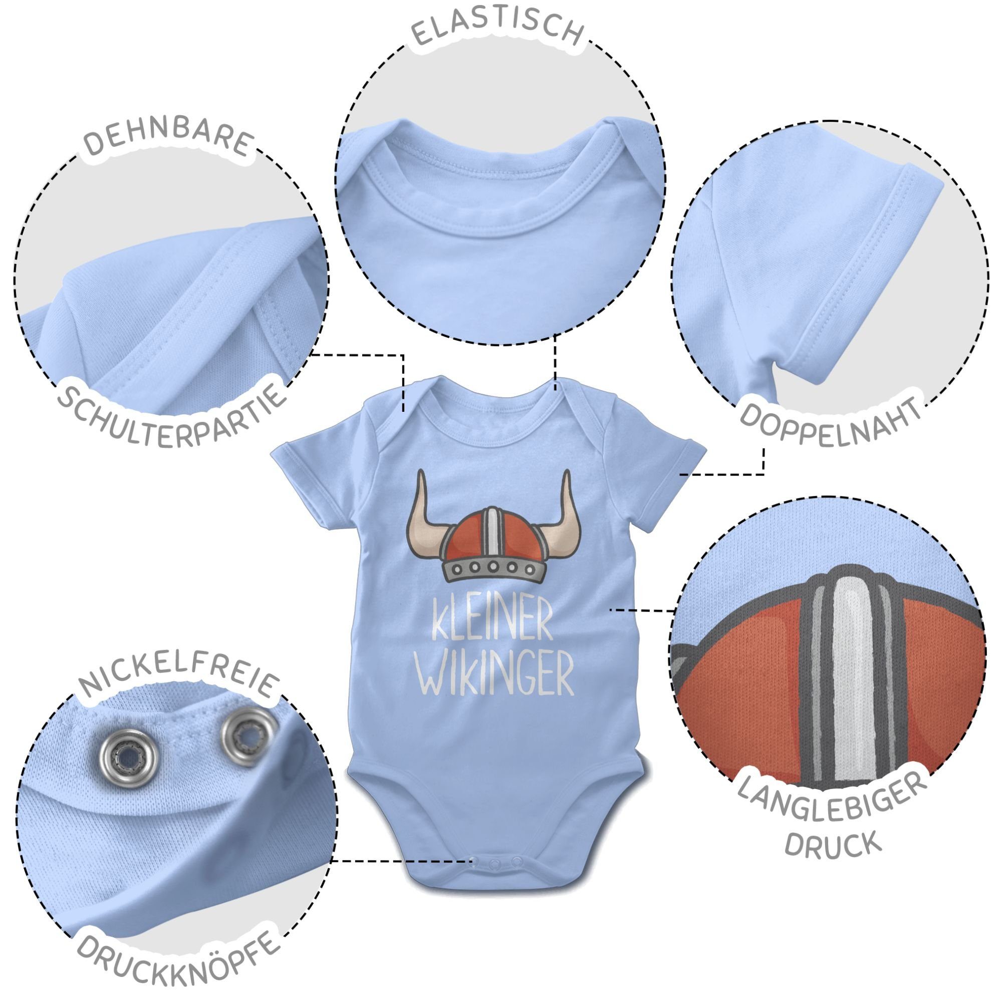 Shirtracer Shirtbody kleiner Wikinger weiß & Walhalla 3 Baby Babyblau Wikinger