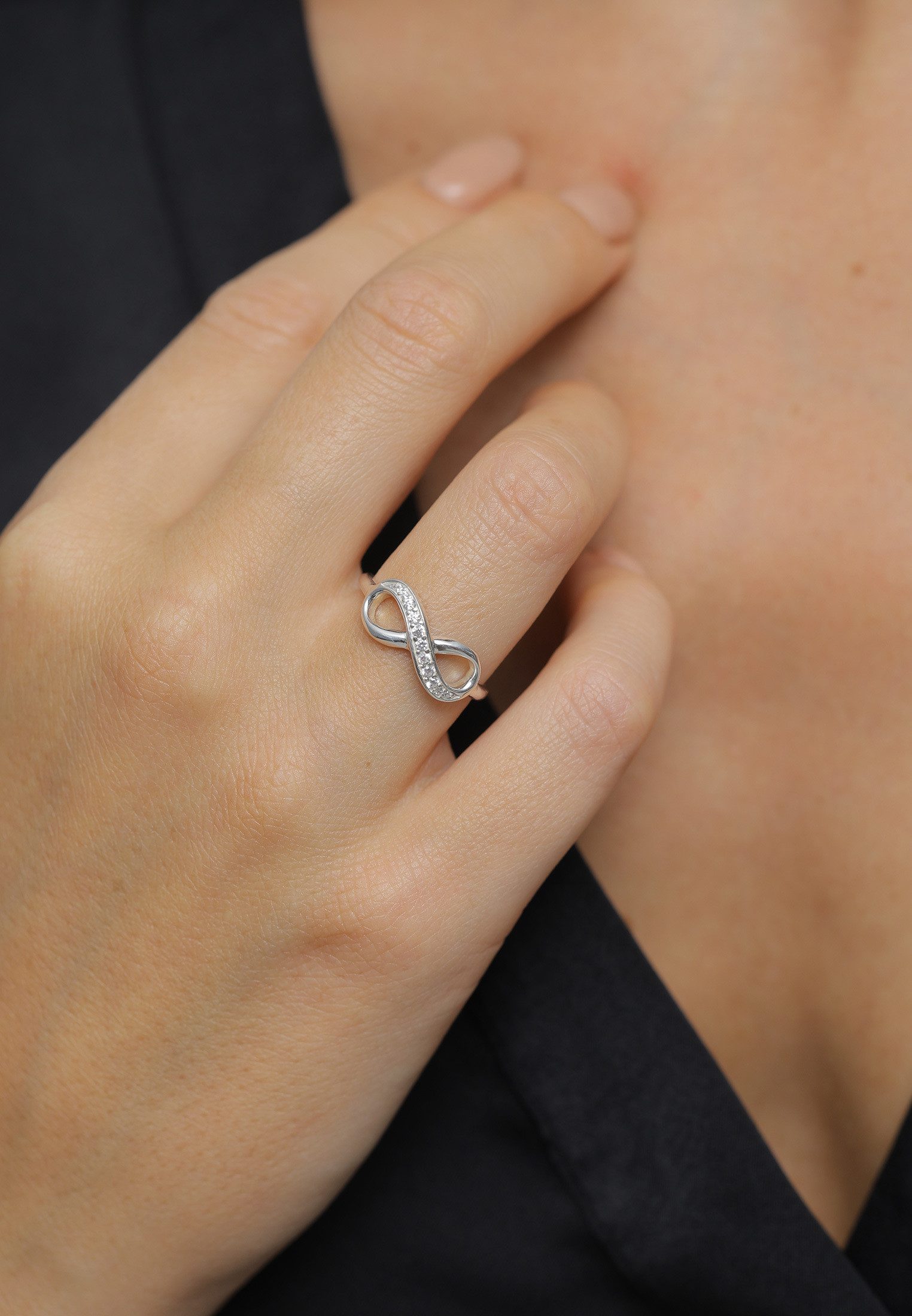 Elli Fingerring Zirkonia Weiß Schmuck Geschenk 925 Sterling Silber, Infinity