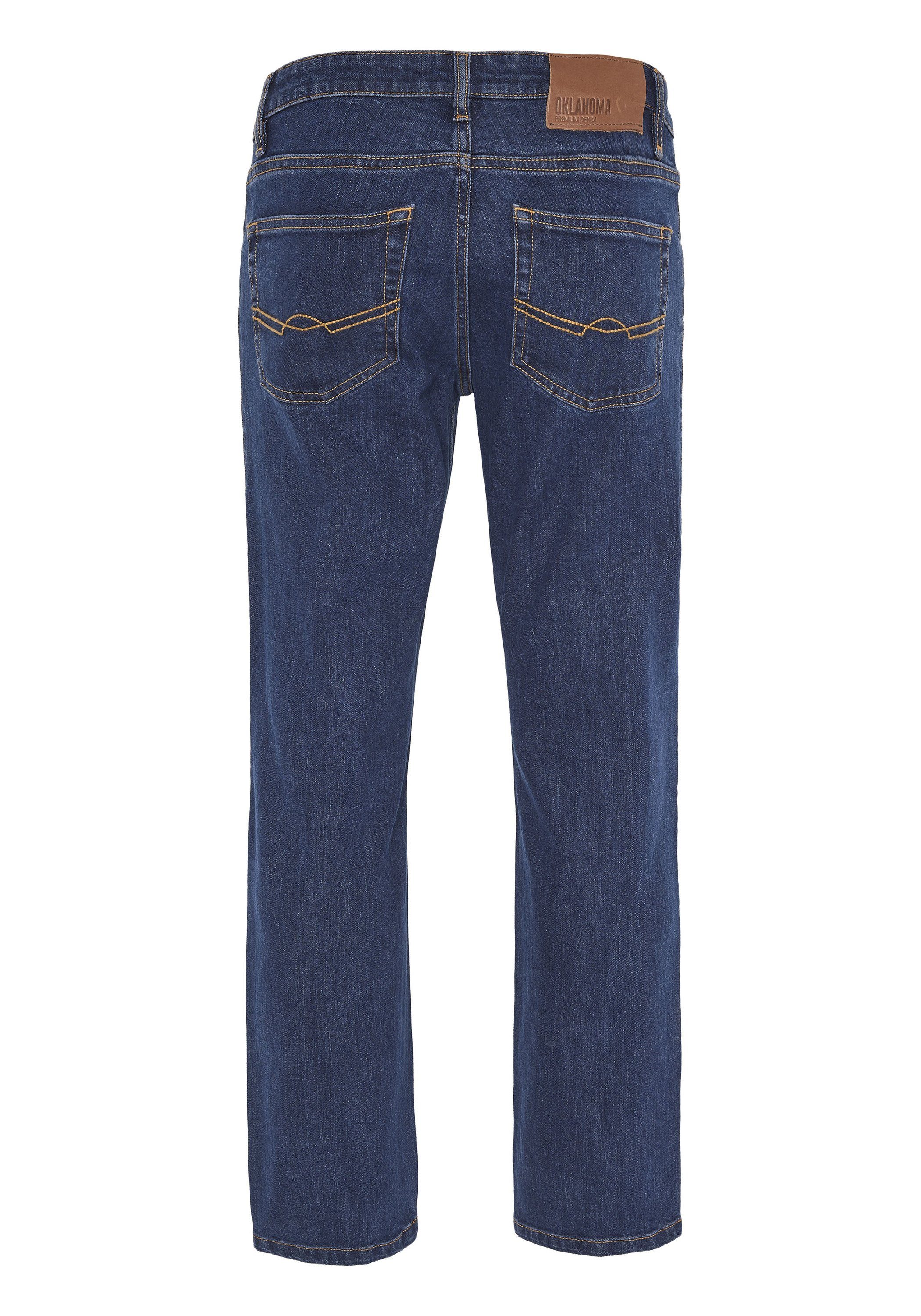 klassischer in Straight-Jeans DENIM Mittelblau Waschung PREMIUM (1-tlg) OKLAHOMA