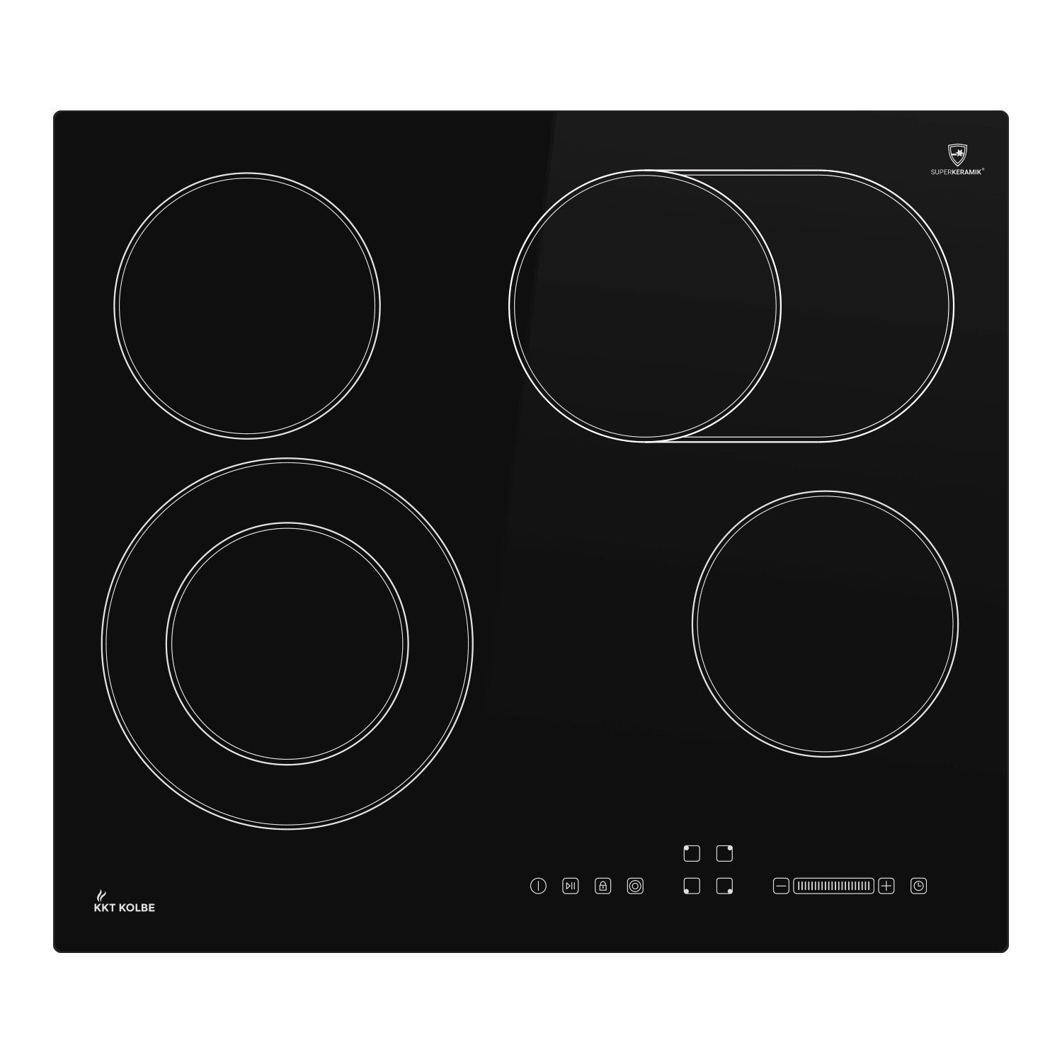 KKT KOLBE Elektro-Kochfeld CH5901RL, 59cm Herdplatte Kochfeld Kochplatte Glaskeramik 4 Zonen Autark Timer