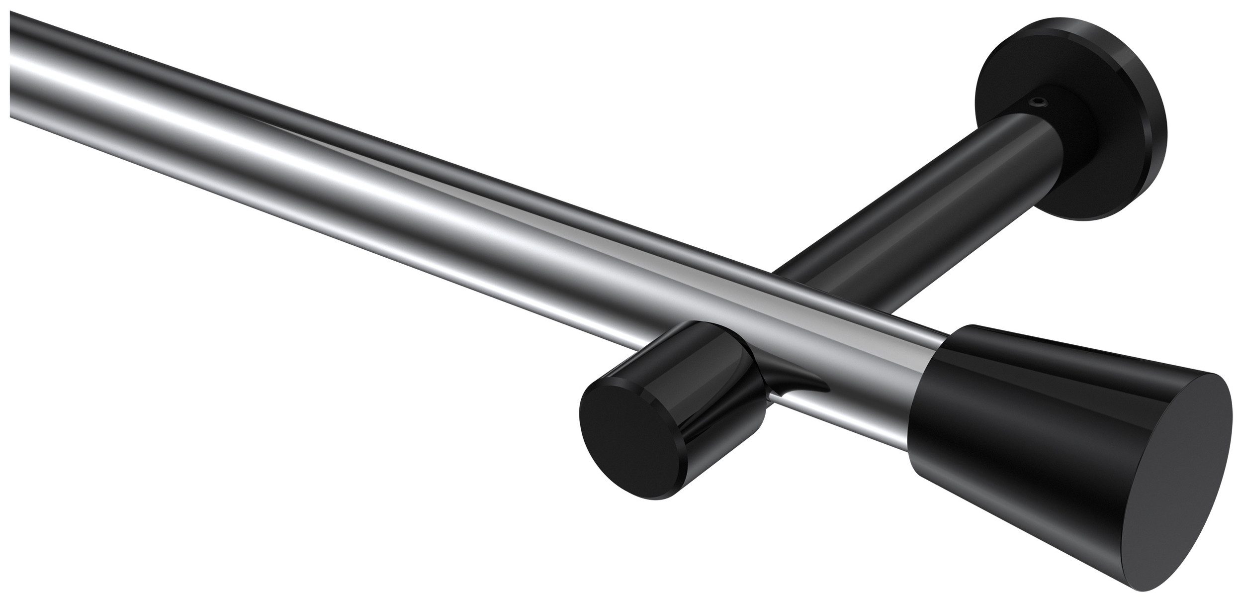 INTERDECO Gardinenstange Prestige Sitra, Ø 20 mm, 1-läufig, Fixmaß, kürzbar, Wandmontage, Deckenmontage, Metall, Chrom / Schwarz / Bicolor
