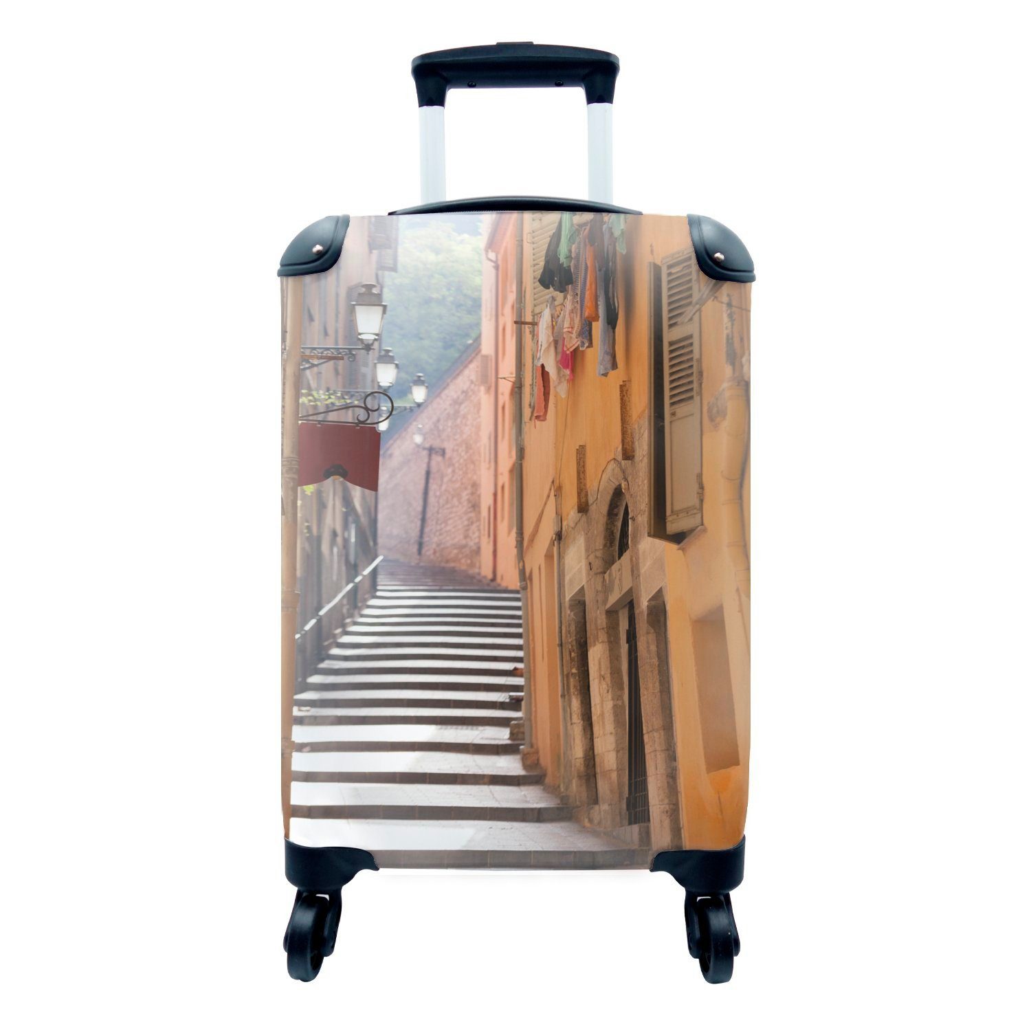 MuchoWow Handgepäckkoffer Handgepäck rollen, Treppe Reisetasche - 4 Trolley, Rollen, Straßen Nizza, für - Reisekoffer Ferien, mit