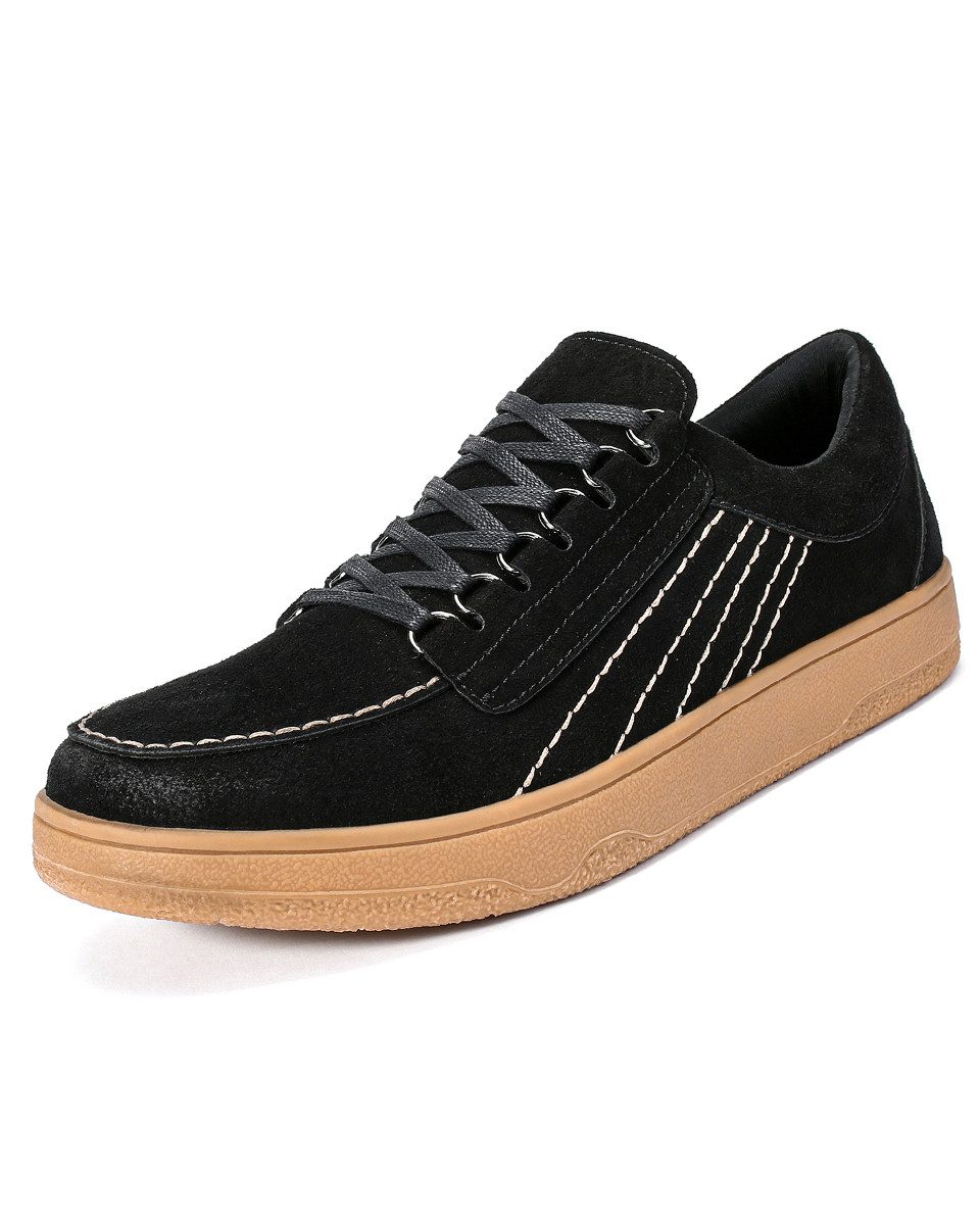 Allthemen Schnürschuh Herren Casual Schnürschuhe aus Rindnubukleder Freizeitmodell Sneaker
