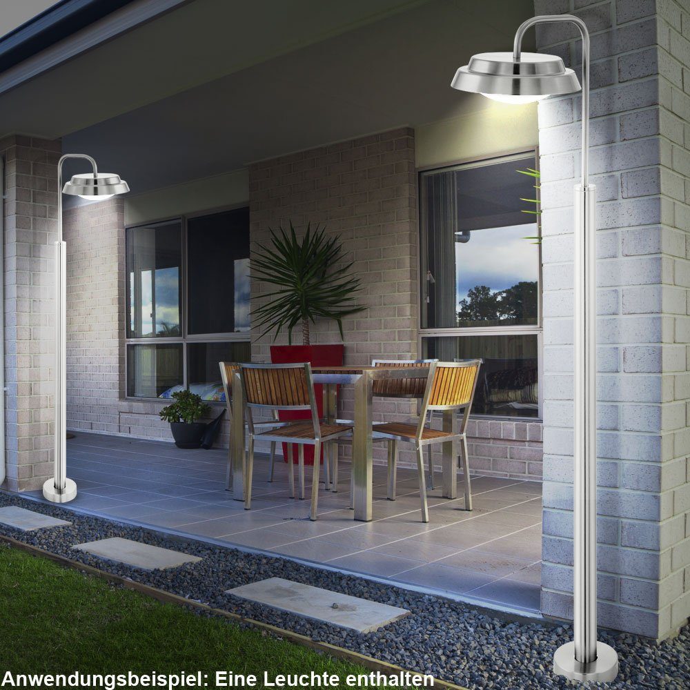 etc-shop LED Außen-Stehlampe, Stand fest Edelstahl Steh Garten verbaut, Leuchten Außen LED 2er Warmweiß, LED-Leuchtmittel Lampen Bereich Set