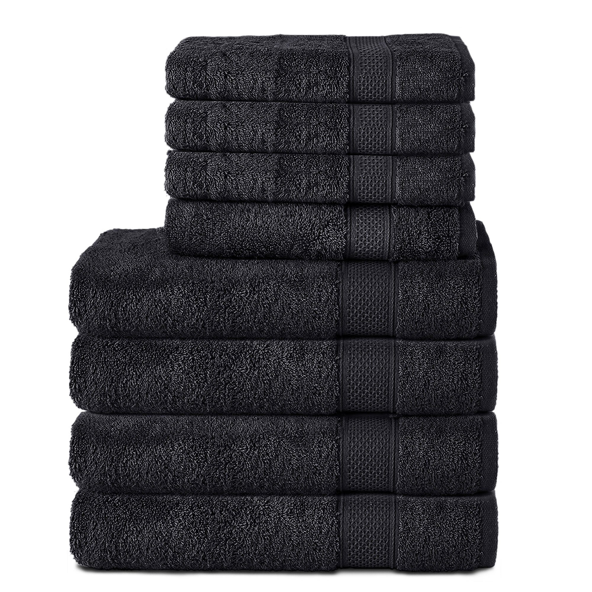 Frottier & Handtuch 4 50x100 4 Badehandtuch Groß, Towel, Saunatuch, 100% Handtücher und cm, XXL Baumwolle, Badetücher (8-St), Komfortec 70x140 Schwarz Weich,