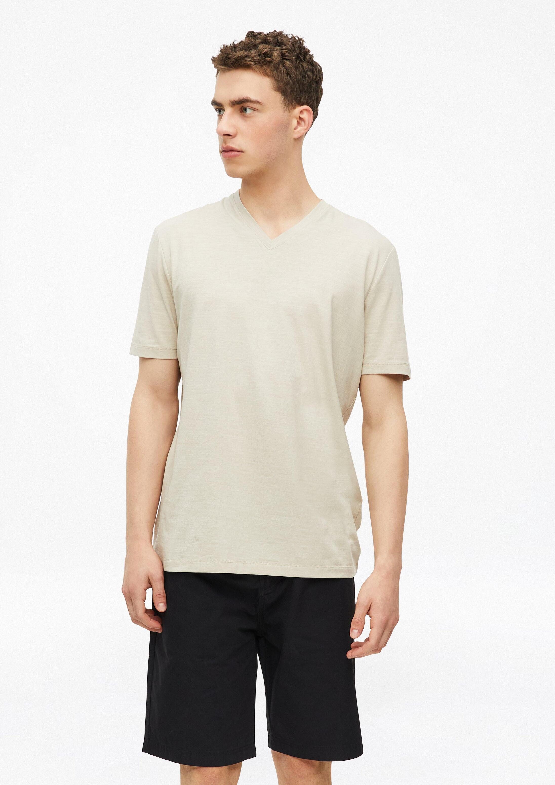 s.Oliver Kurzarmshirt T-Shirt Meliertes T-Shirt mit V-Ausschnitt