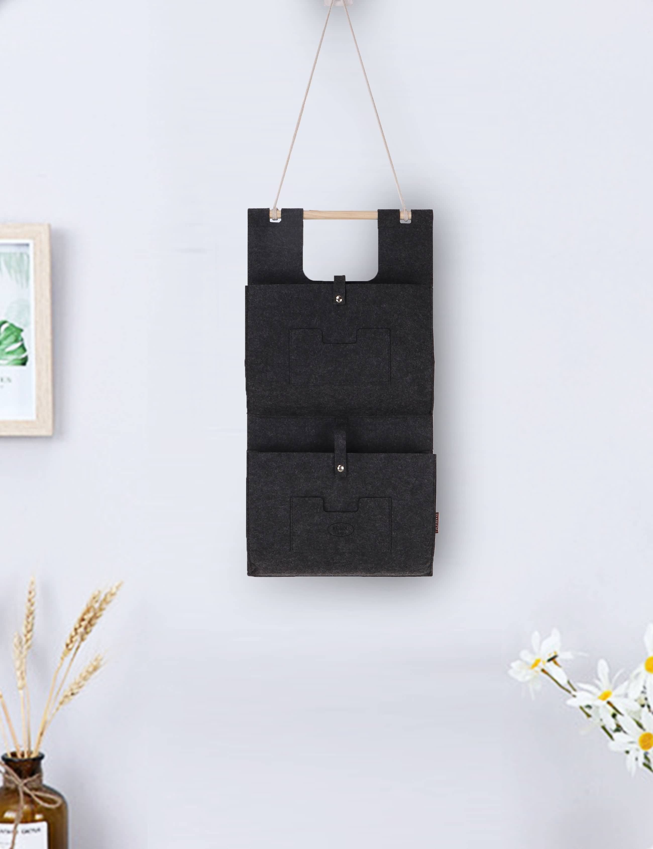 RAIKOU Hängekorb Hängetasche aus Filz Organizer / Wandorganizer / Türorganizer (Aufhängen an Wand und Tür Wandtasche Filztasche, 2 St., 2 Taschen,3 Taschen), Grau, Stein,Anthrazit,Beige,Schwarz
