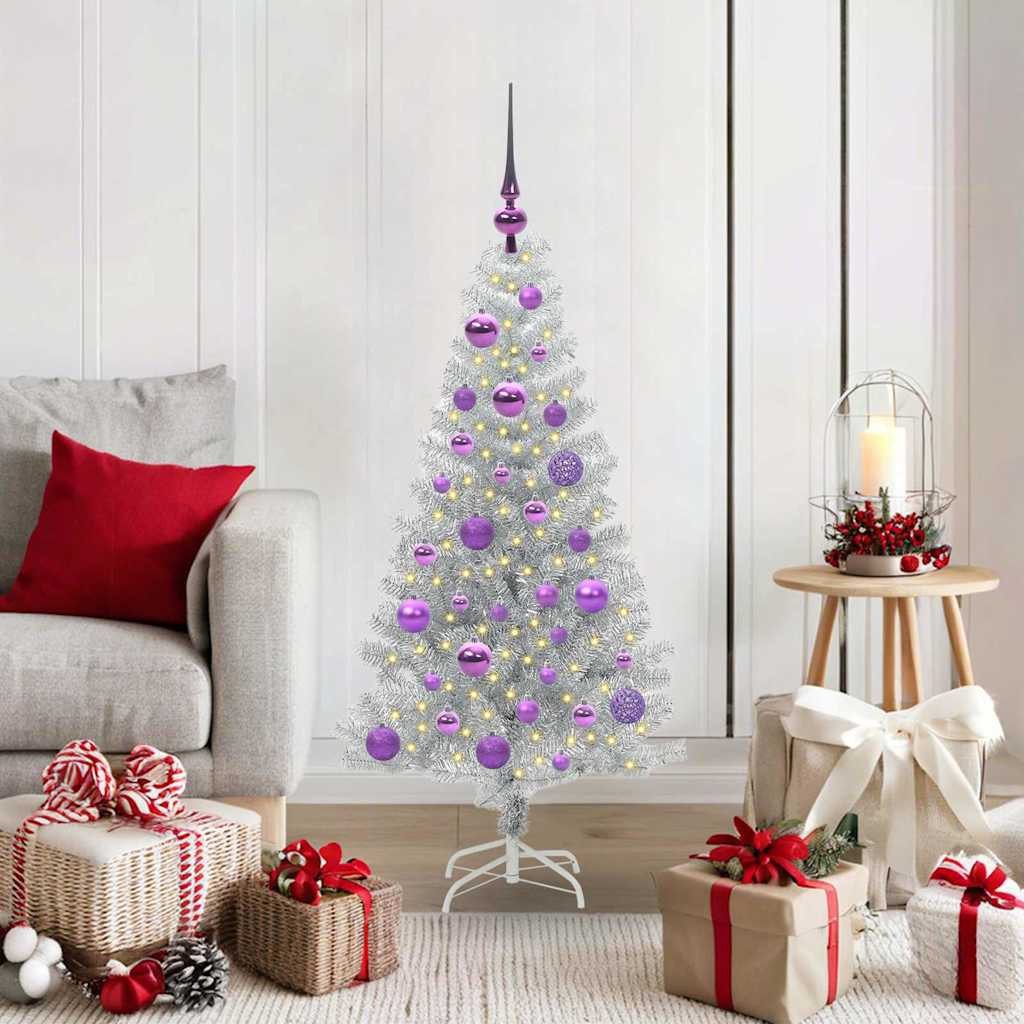 vidaXL Künstlicher Weihnachtsbaum Weihnachtsbaum Silber 120 cm PET