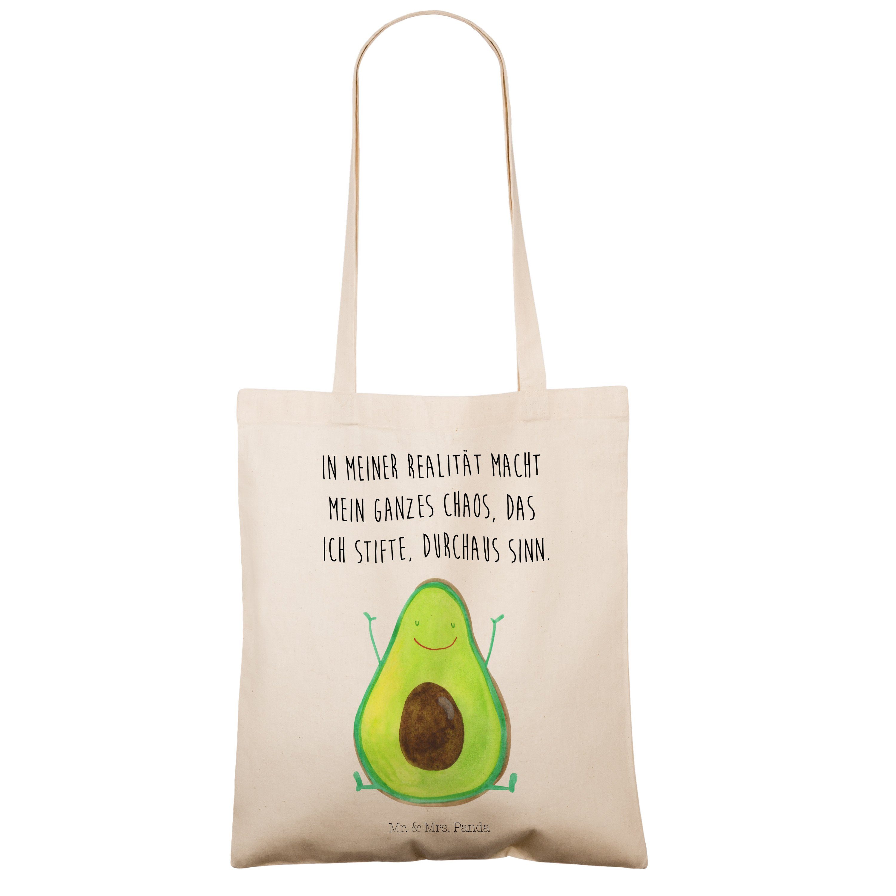 Veg Panda Gesund, Chaos, glücklich, Mrs. Mr. - - Happy & Avocado (1-tlg) Tragetasche Geschenk, Transparent