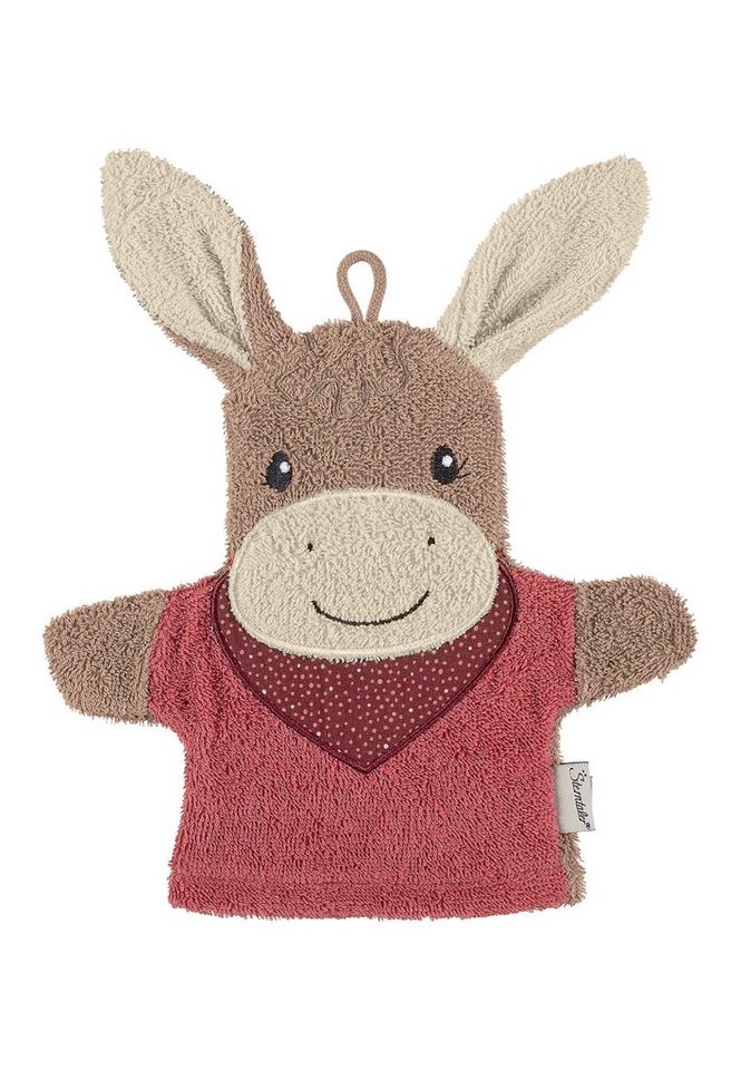 Sterntaler® Waschhandschuh Waschhandschuh ESEL Emmily, Frottee (1-St), 2in1 Waschhandschuh & Handpuppe Emmily aus Frottee – Waschspaß pur!