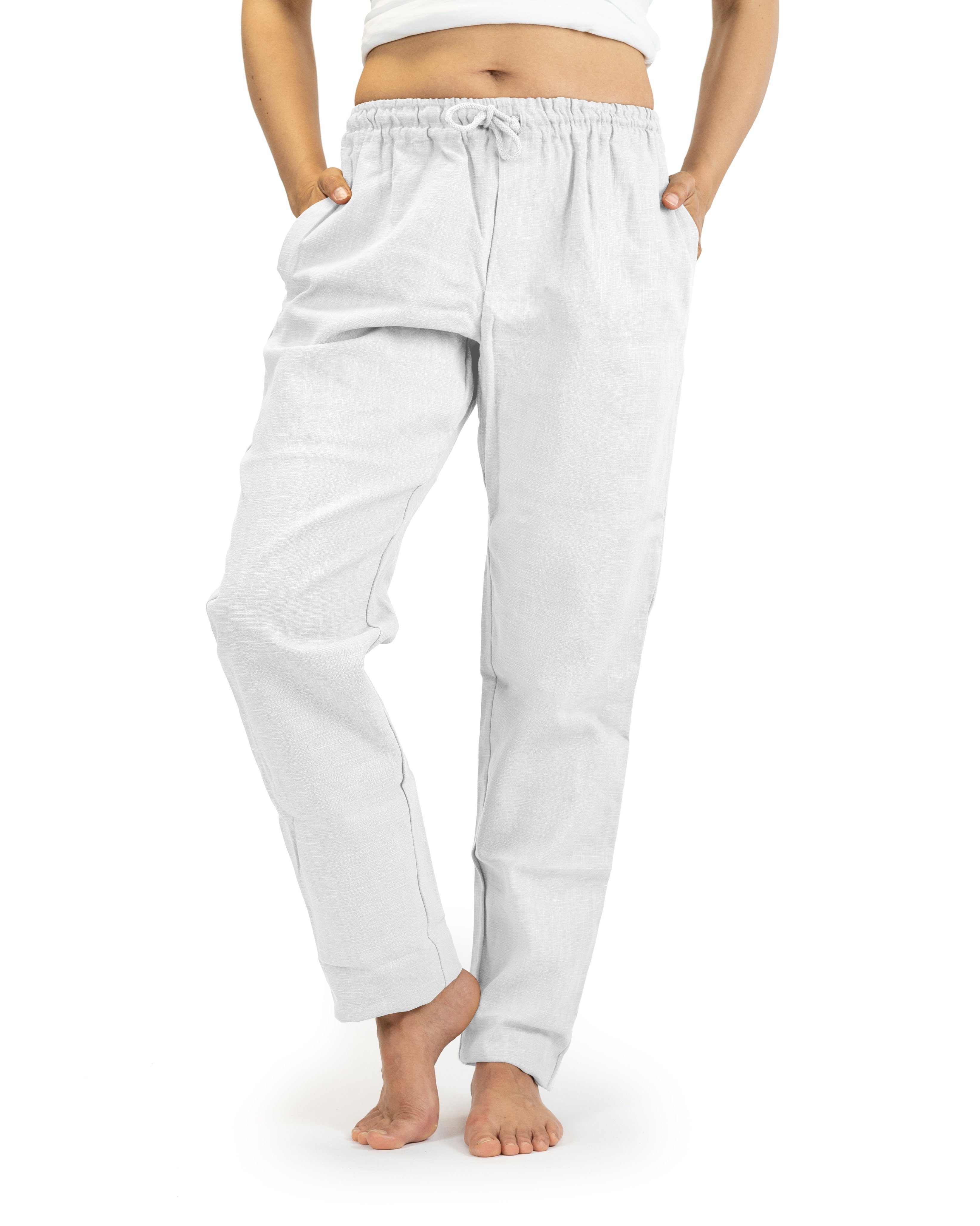 SCHAZAD Leinenhose Chino weiss