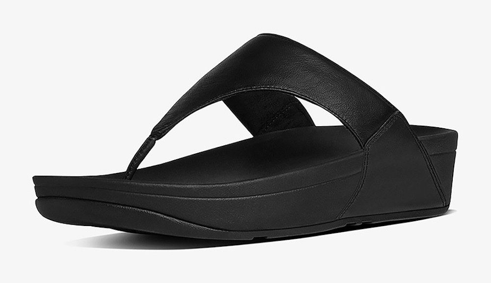 Fitflop LULU LEATHER TOEPOST Dianette Pool Slides, Pantolette, Badeschuh mit Keilabsatz