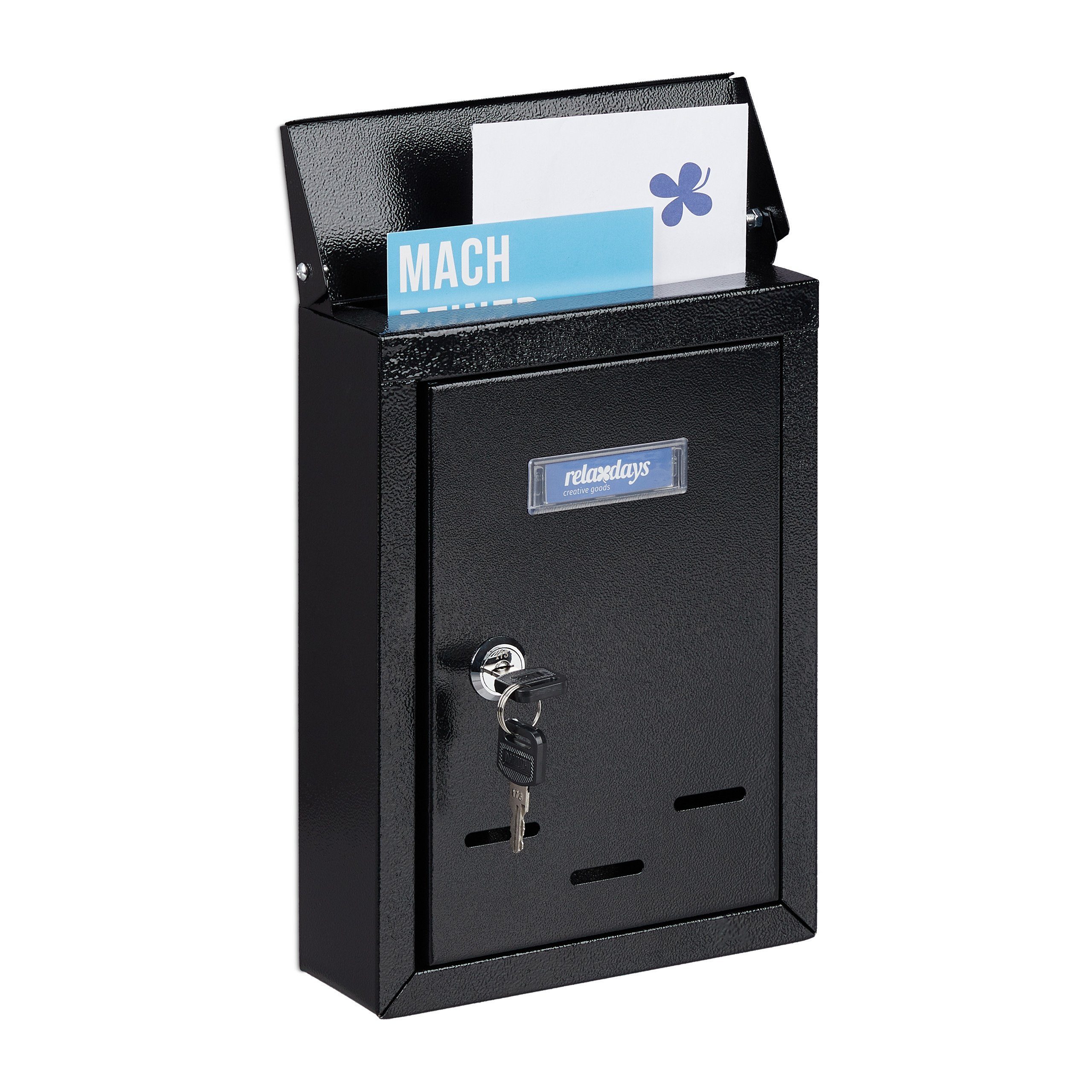 relaxdays Briefkasten mit Namensschild (1-St), schwarz günstig online kaufen