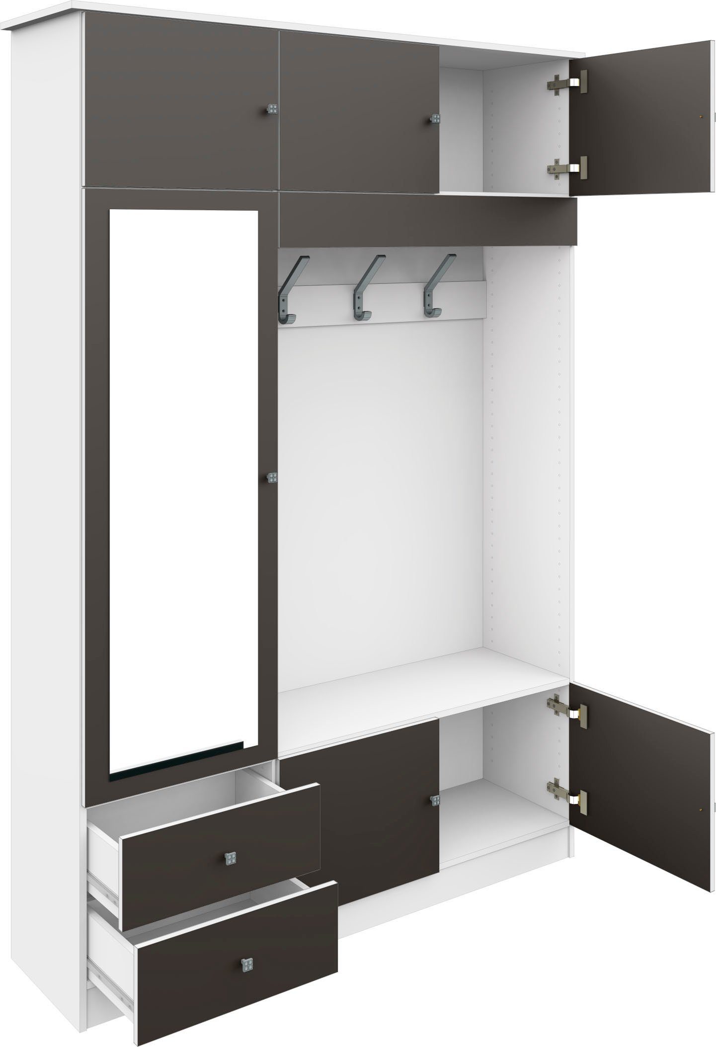 Kompakta 202 Möbel Garderobenschrank cm weiß borchardt Höhe matt/graphit hochglanz