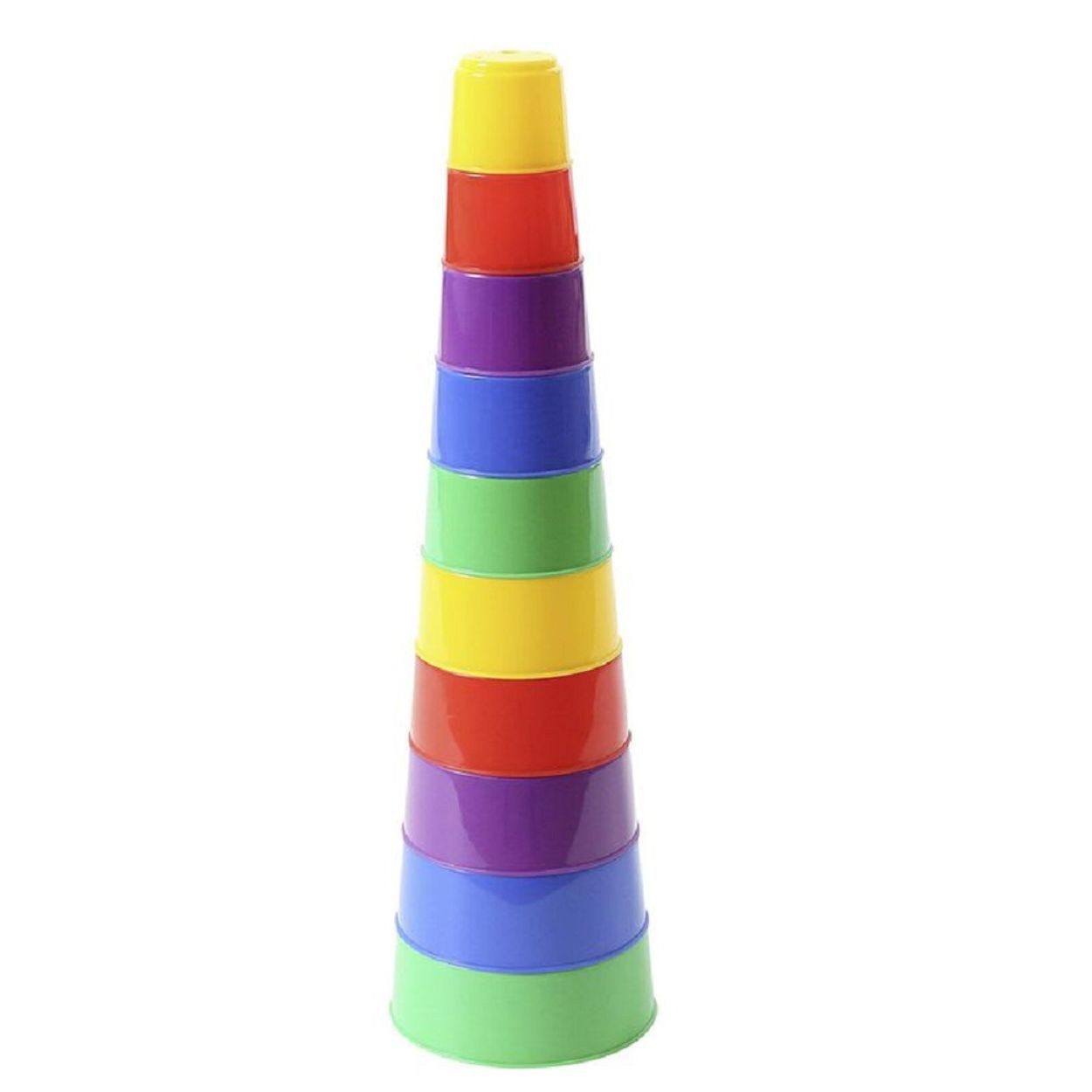Polesie Stapelspielzeug Stapelpyramide 35110, (10-tlg), 10-teiliger Stapelturm, bunte Becher, Höhe 41,5 cm