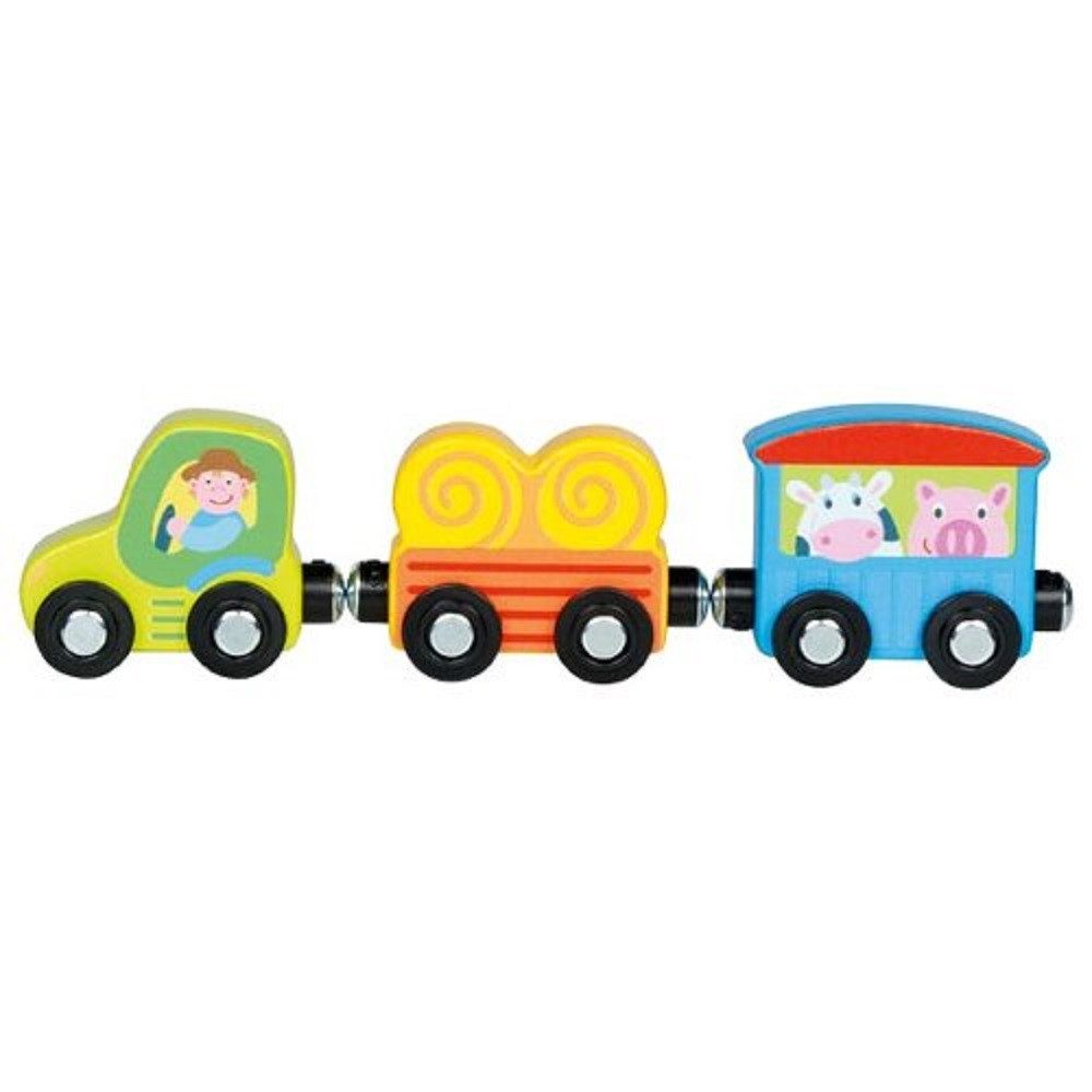 Gollnest & Kiesel Spielzeug-Eisenbahn Pepes Traktor aus Holz mit Magnetkupplung 3tlg. 55862, (3-tlg), magnetisch