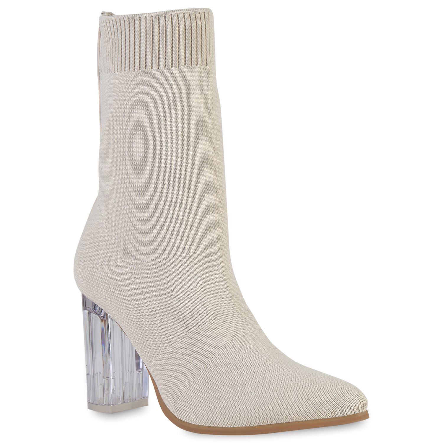 VAN HILL 20846638 SL DE11233 Damen Stiefeletten Beige 38 Schlupfboots Damen Schlupfstiefeletten Stiefeletten Stiefel Strick Stoff-