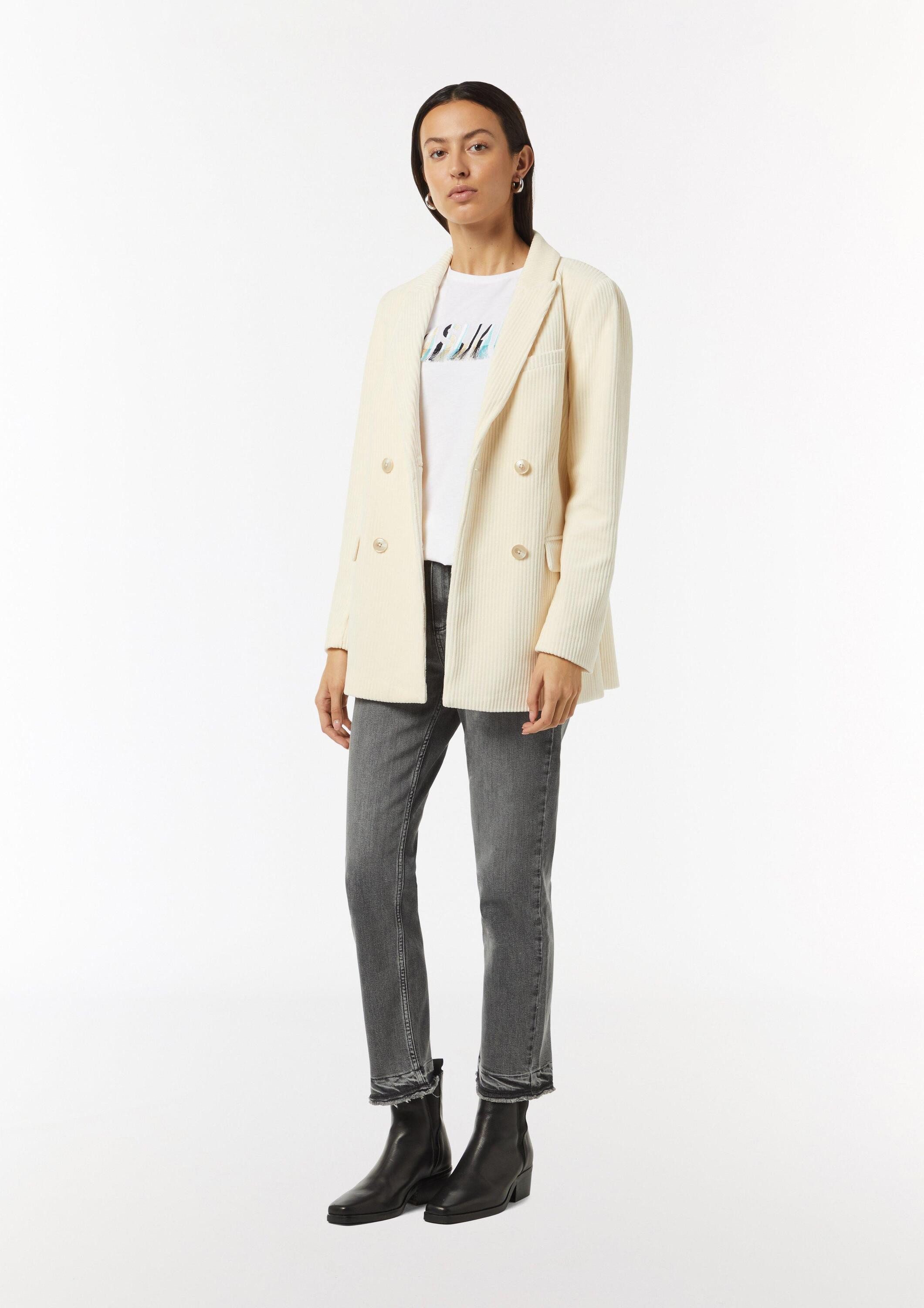 comma Regular-fit-Jeans Jeans-Hose Straight-Leg-Jeans mit gefranstem Saum