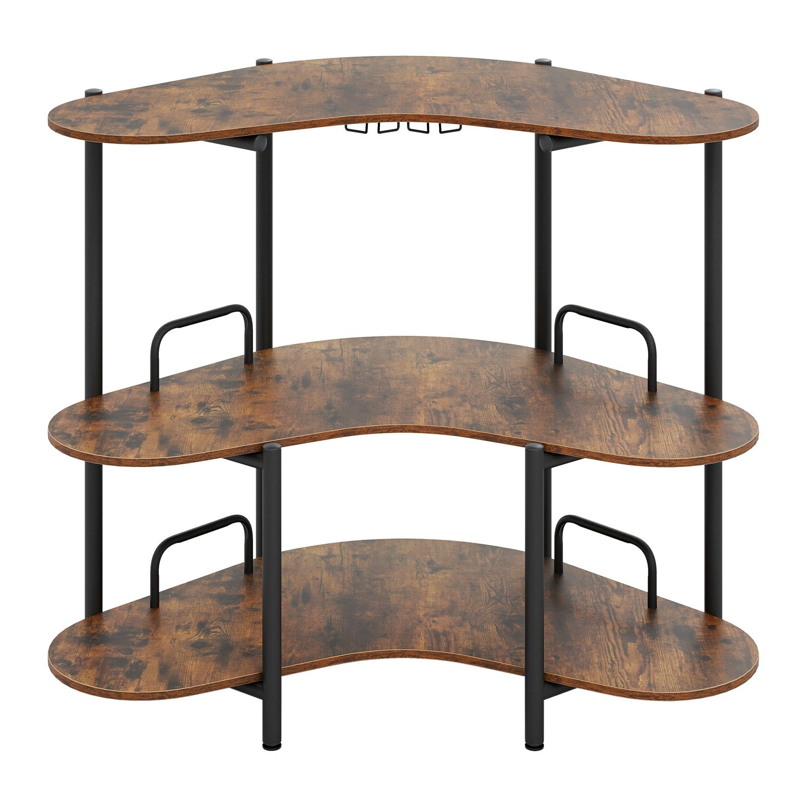 KOMFOTTEU Bartisch, 3-stufiger Bistrotisch mit Weinglashalter, aus Metall