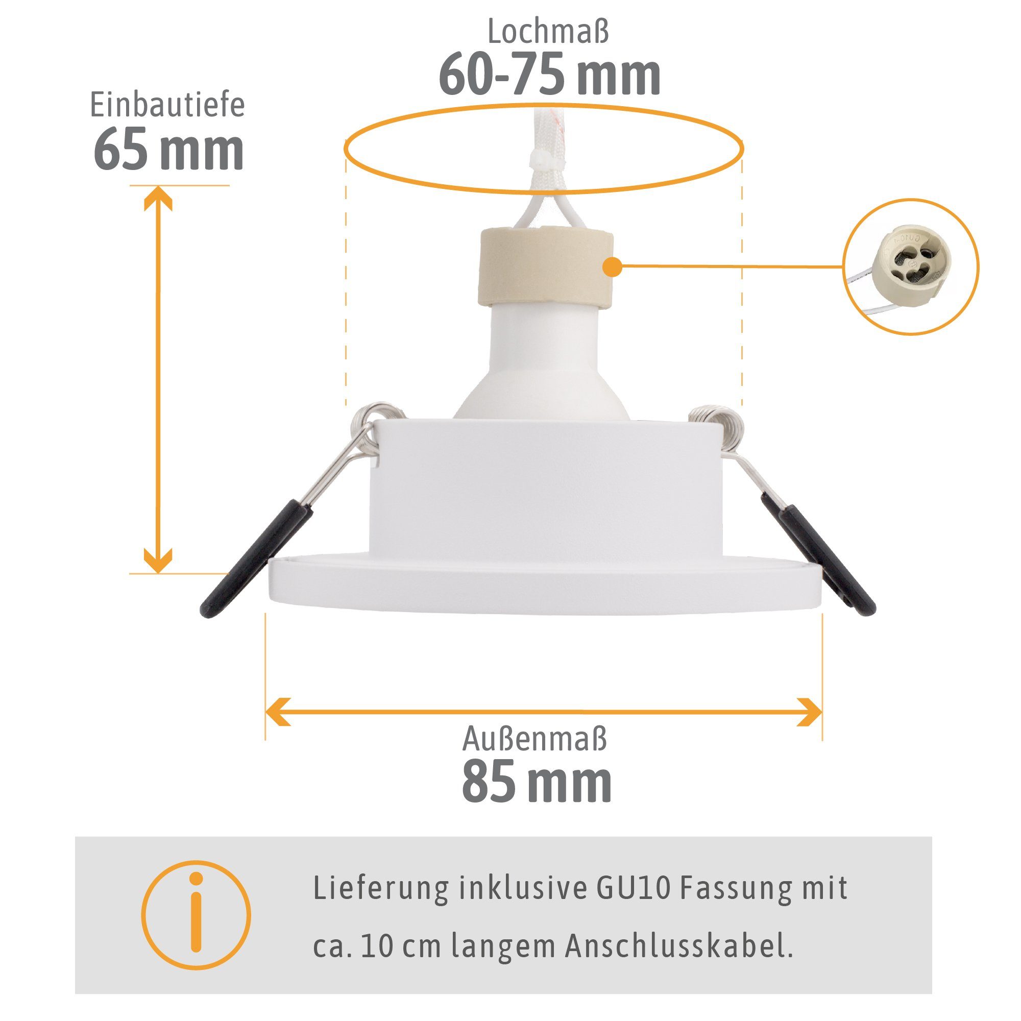 in Außen-Deckenleuchte mit Spot 6W, LED BEDA LED weiss 38° SSC-LUXon Einbau IP65 rund Neutralweiß GU10 Lampe
