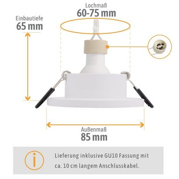 SSC-LUXon Außen-Deckenleuchte IP65 Einbau LED Spot BEDA in rund weiss mit GU10 LED Lampe 38° 5W, Neutralweiß