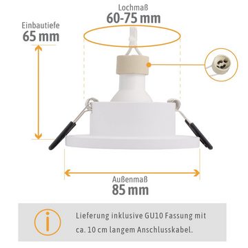 SSC-LUXon Außen-Deckenleuchte IP65 Einbau LED Spot BEDA in rund weiss mit GU10 LED Lampe 38° 6W, Neutralweiß