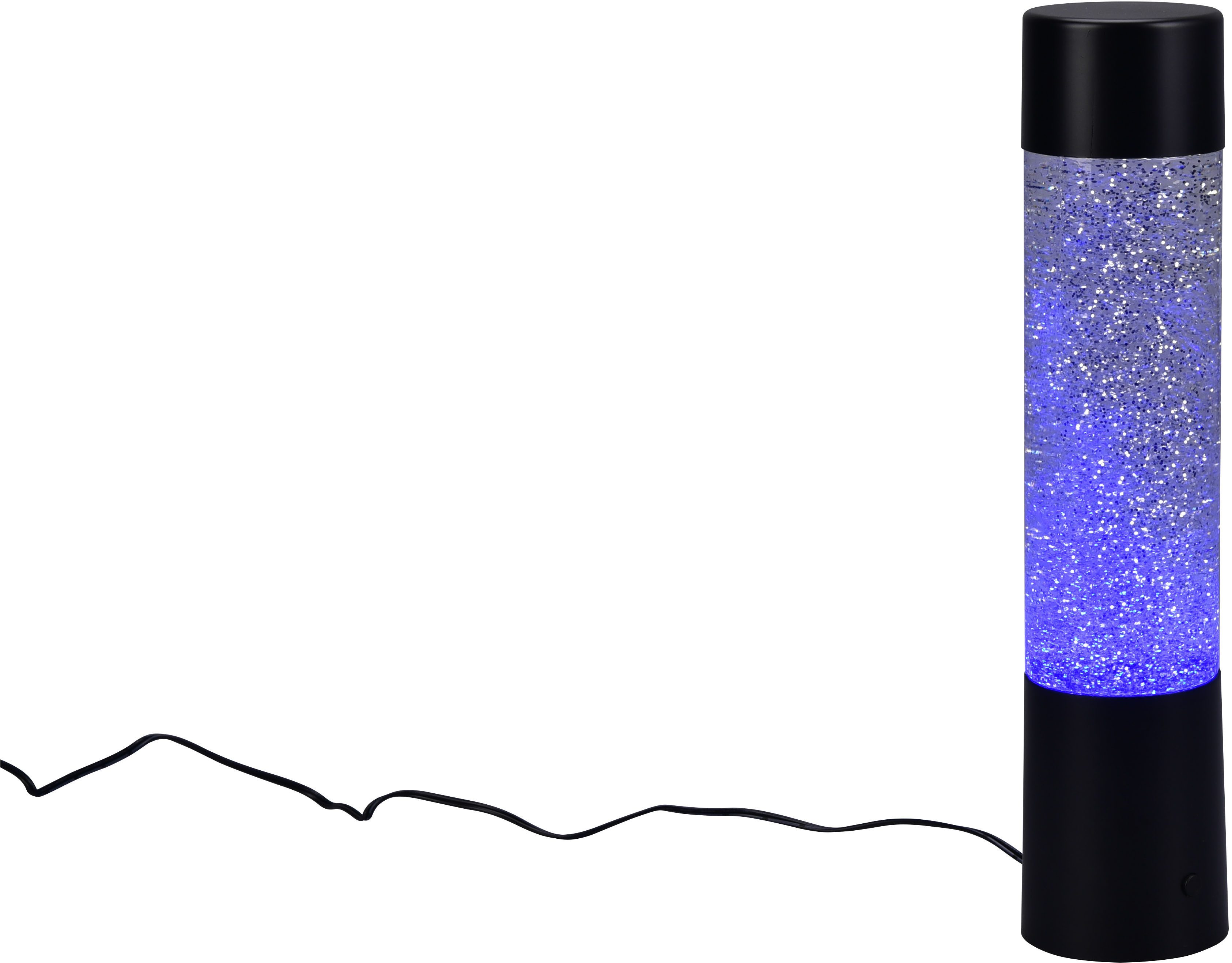Reality Leuchten LED Tischleuchte GLITTER, LED Wassersäule mit RGB Farbwechsel Glitzeroptik Kinderzimmer, Ein-/Ausschalter, Farbwechsel, LED fest integriert, RGB, Tischlampe Wasser Farbeffekte gelb grün blau Höhe 34cm LED Kinderlampe