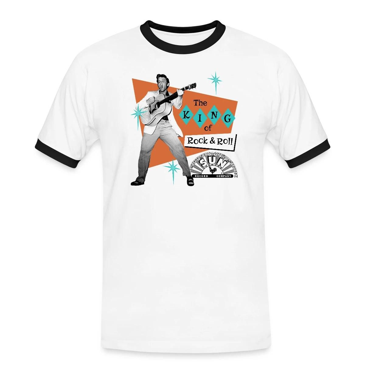 Spreadshirt T-Shirt Elvis Presley The King Of Rock & Roll Männer Kontrast T günstig online kaufen
