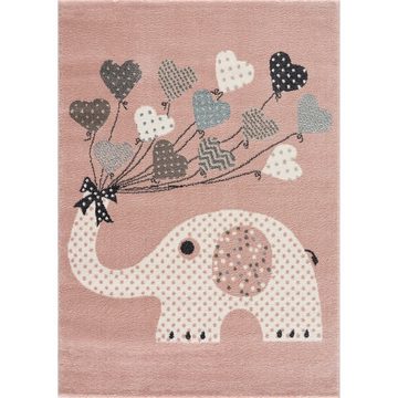 Kinderteppich Elefant mit Luftballons, Jimri, Läufer, Kurzflor, Kinderzimmer Teppich
