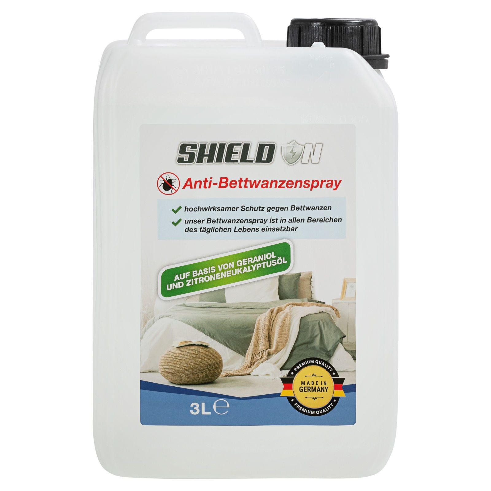 Shield On Insektenspray Anti-Bettwanzenspray 3 Liter Nachfüllkanister, hochwirksamer Schutz..., 3 l