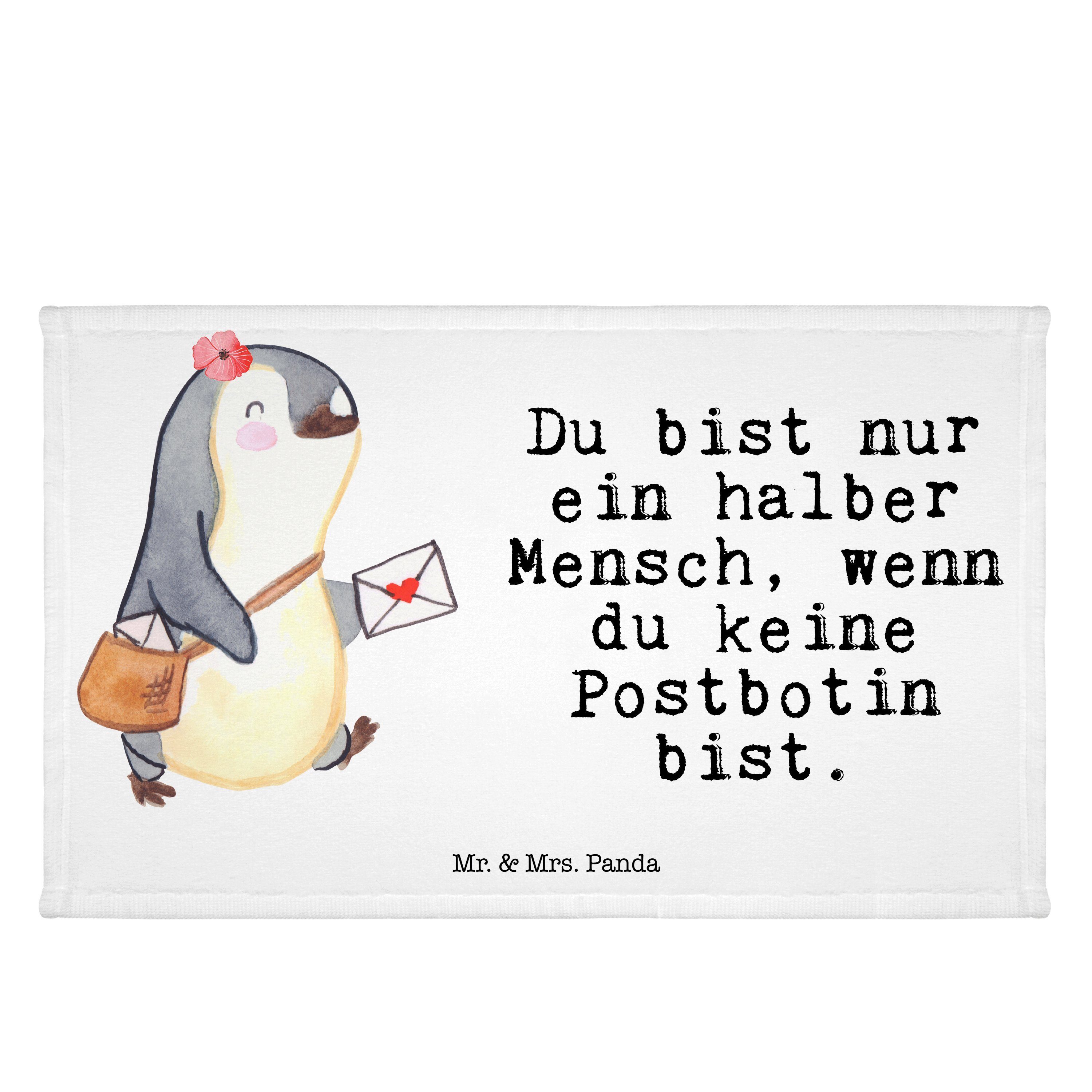 Briefträgerin, Panda Herz Weiß Handtuch Geschenk, Postbotin - (1-St) Mrs. mit - Mr. & F, Reisehandtuch,