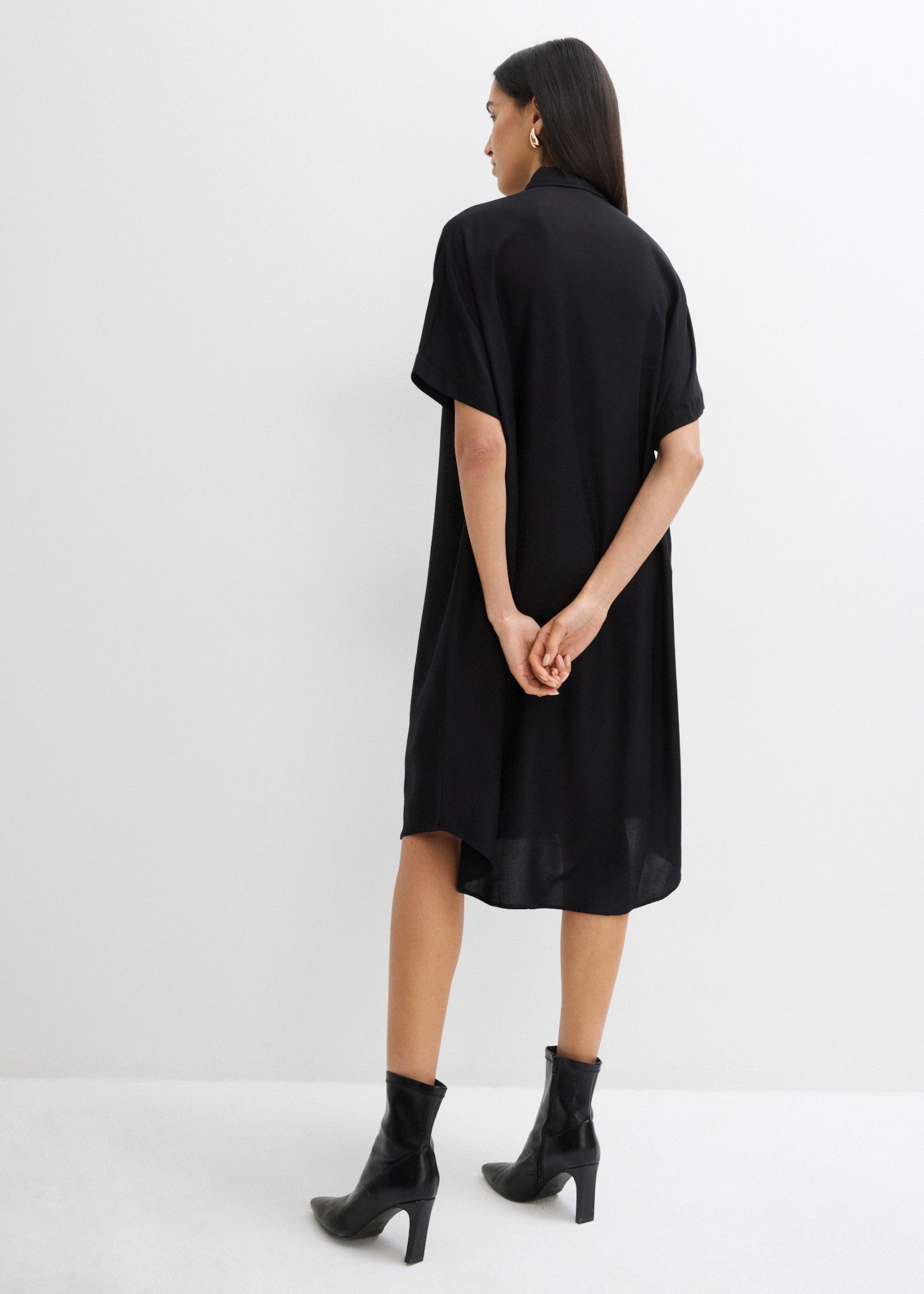 bonprix Blusenkleid Oversize-Passform, aus Viskose, mit Stehkragen
