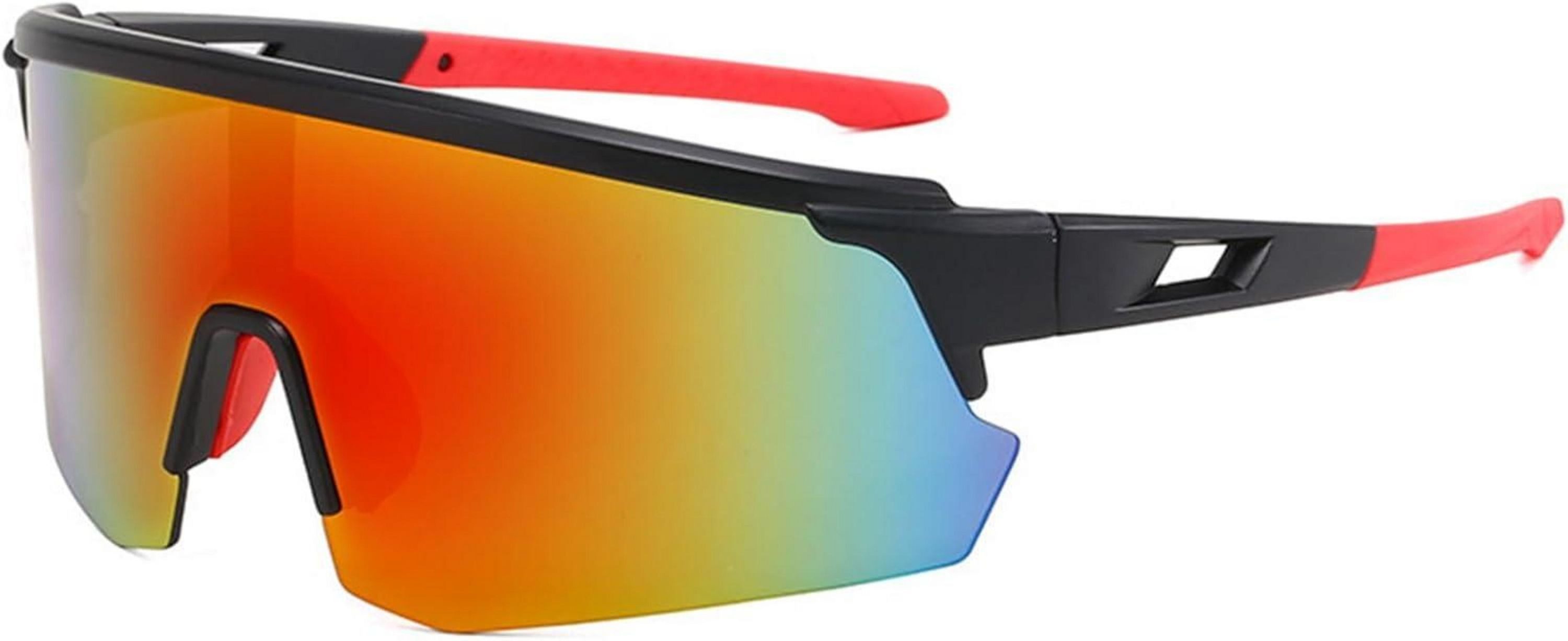 Monoscheibensonnenbrille Sport Sonnenbrille Polarisiert Fahrradbrille Winddicht UV400 Rot