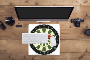 MuchoWow Gaming Mauspad Eine Illustration eines Pfeils in der Mitte einer Dartscheibe (1-St), Mousepad mit Rutschfester Unterseite, Gaming, 40x40 cm, XXL, Großes