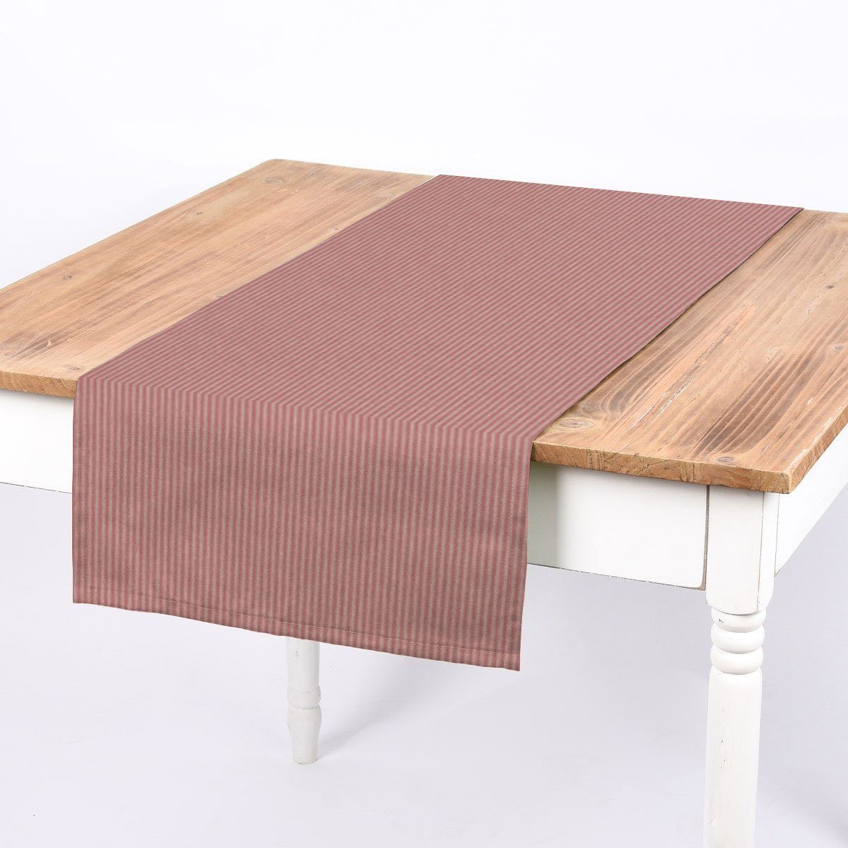 Tischläufer SCHÖNER LEBEN. Tischläufer Streifen längs 3mm creme rosa 40x160cm