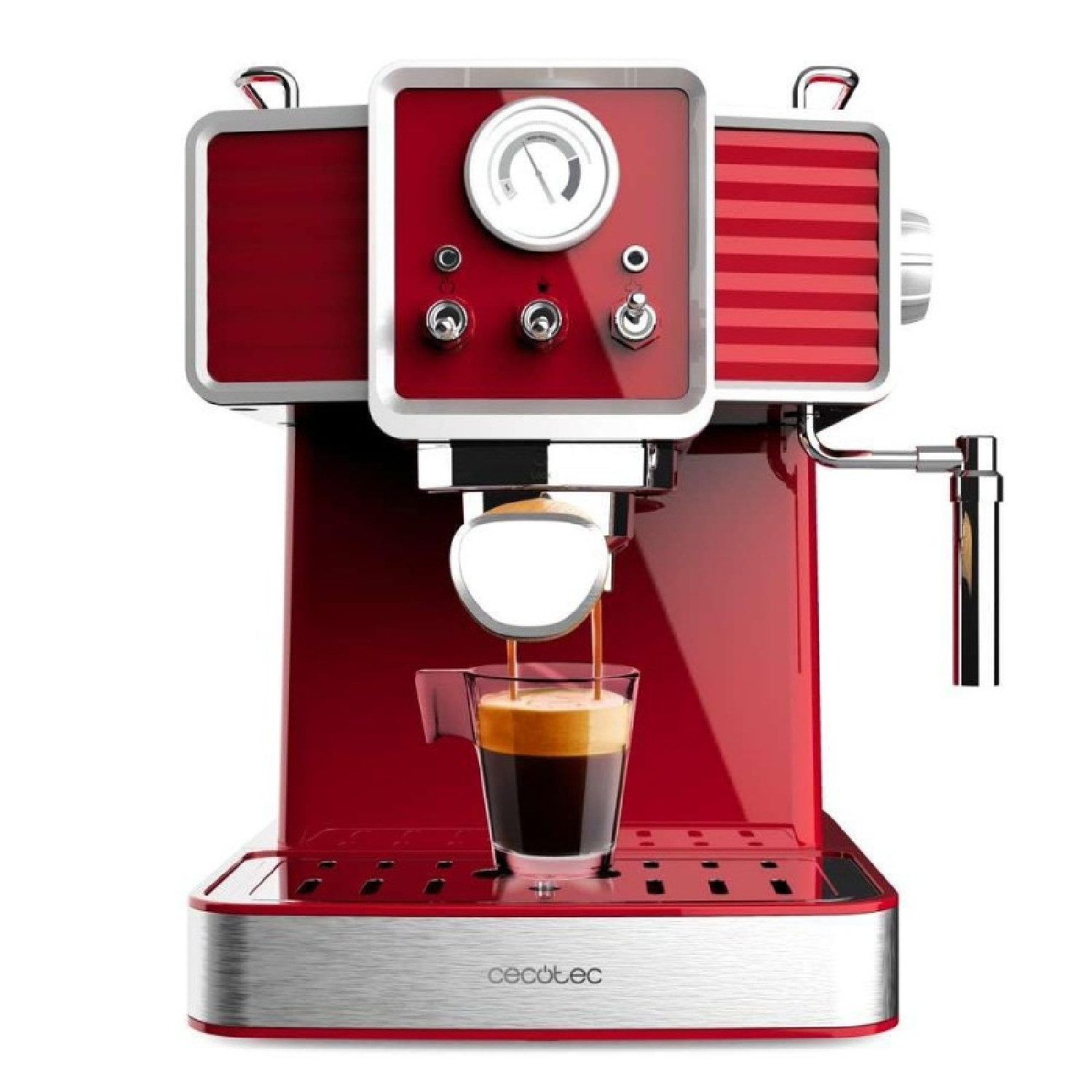 Cecotec Espressomaschine, 1.5l Kaffeekanne, Power Espresso 20 Tradizionale Light Red