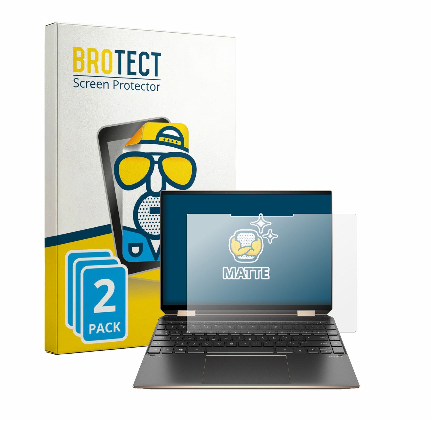BROTECT Displayschutzfolie Schutzfolie für HP Spectre x360 2-in-1 14-ef2000 13.5", 2 Stück, Displayschutz Schutz Folie Matt Entspiegelungsfolie