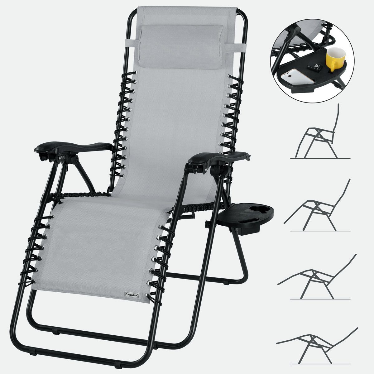 Casaria Hochlehner Casaria, klappbar Garten Wetterfest 175kg Belastbarkeit 184x69x116cm Kissen