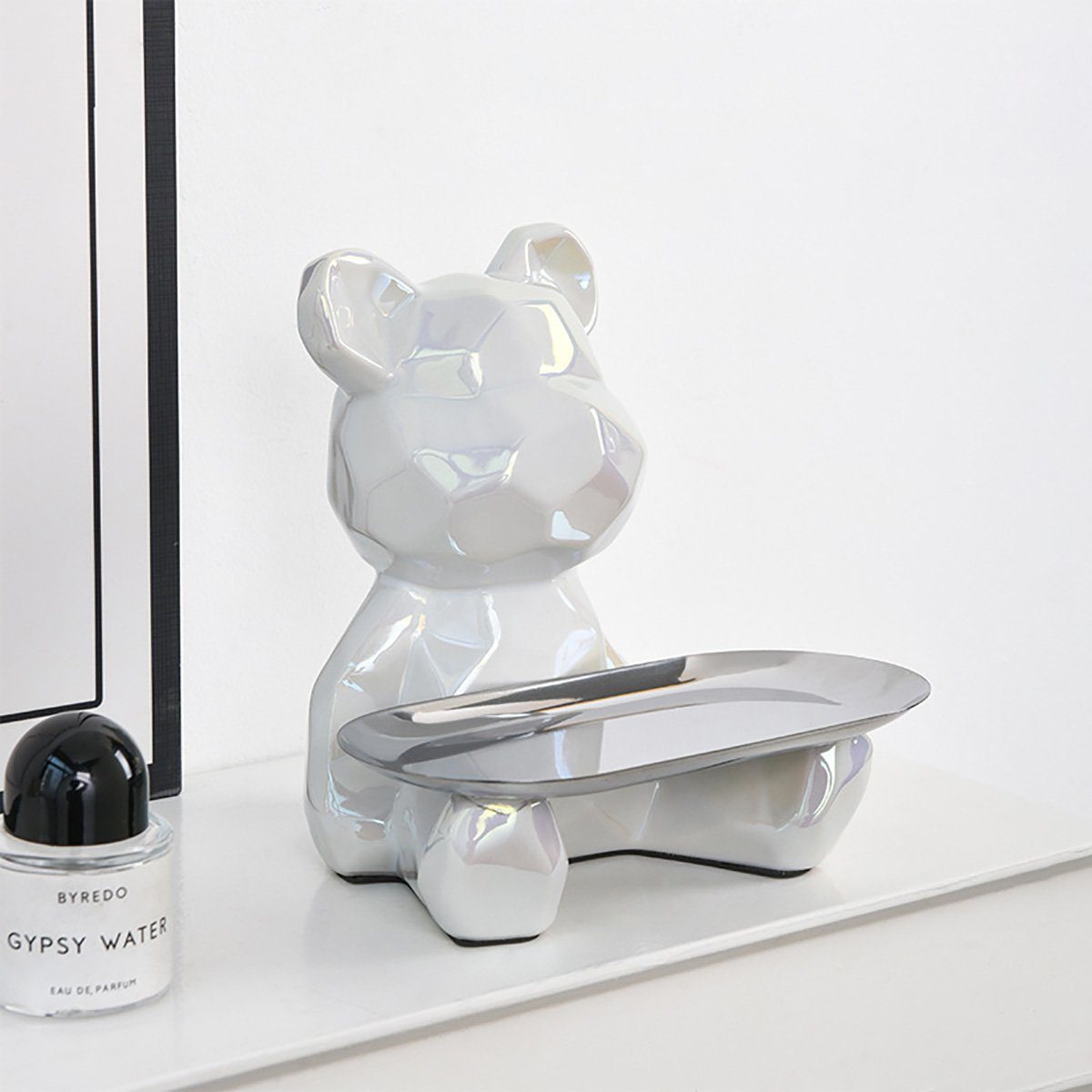 götäzer Tablett Weiss Süßigkeiten-Schlüsselablage, Bär, Wohnzimmer-Dekoration gewalttätiger Statue, Sparschwein