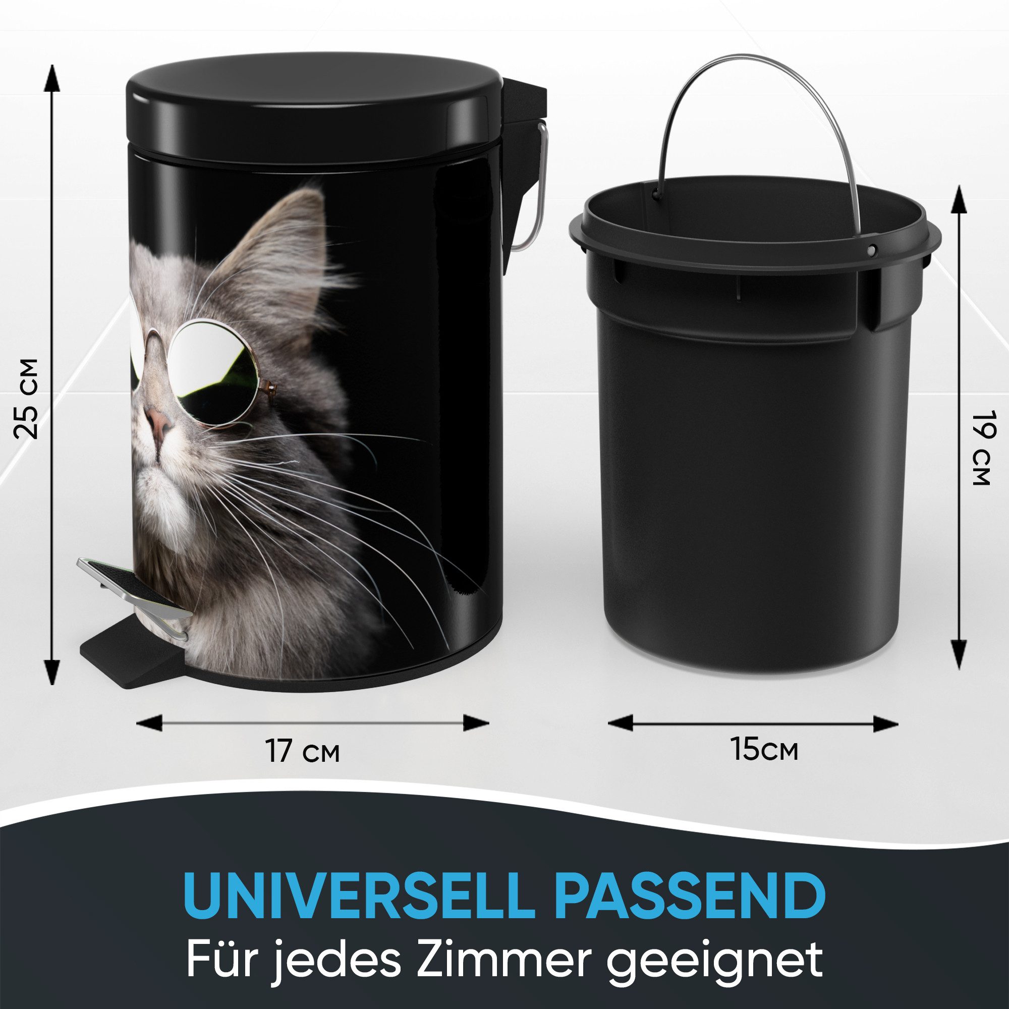Sanilo Kosmetikeimer mit Motiv, viele schöne Bad Mülleimer zur Auswahl, 3 Liter, Abfalleimer mit Absenkautomatik & Innenbehälter