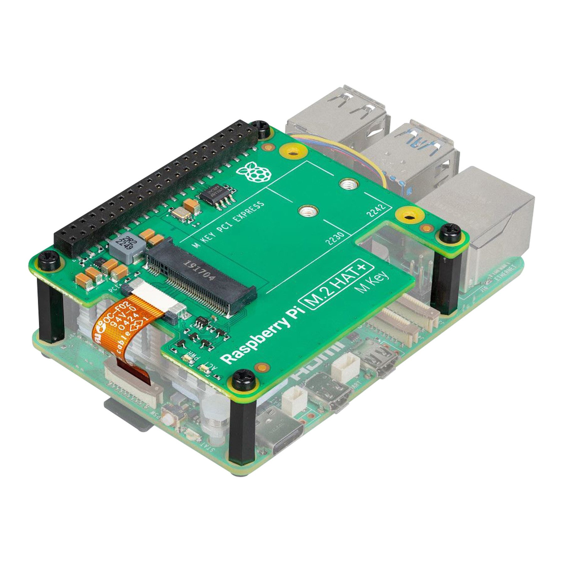 RASPBERRY PI M.2 HAT+ für Raspberry Pi 5 Modulkarte