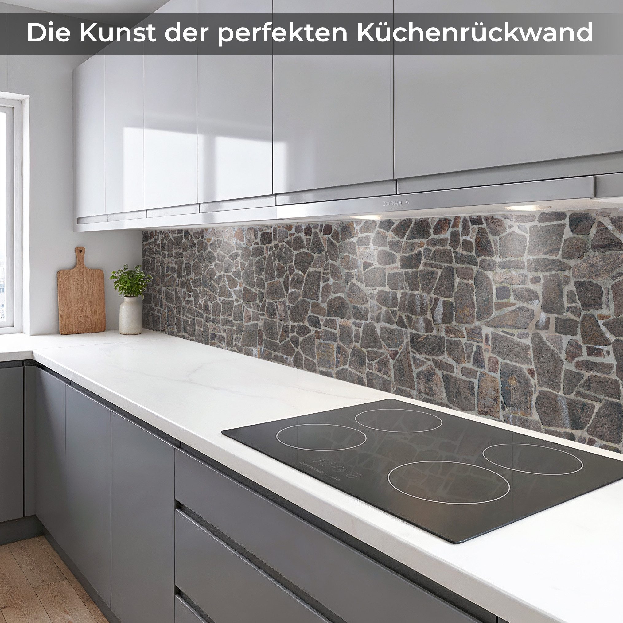 Rodnik Küchenrückwand Bruchsteinwand, monolithische ABS-Platte mit Direktdruck, formstabil und langlebig