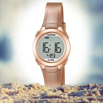 CALYPSO WATCHES Digitaluhr Calypso Damen Uhr K5677/3 Kunststoffband, (Digitaluhr), Damen Armbanduhr rund, PURarmband roségold, Sport