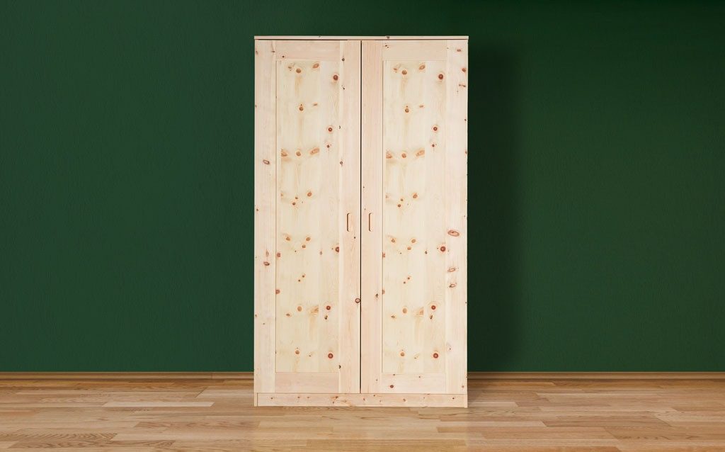 geborgenschlafen Kleiderschrank mit Drehtüren & Schiebetüren - Zirbe, Eiche und Kernbuche